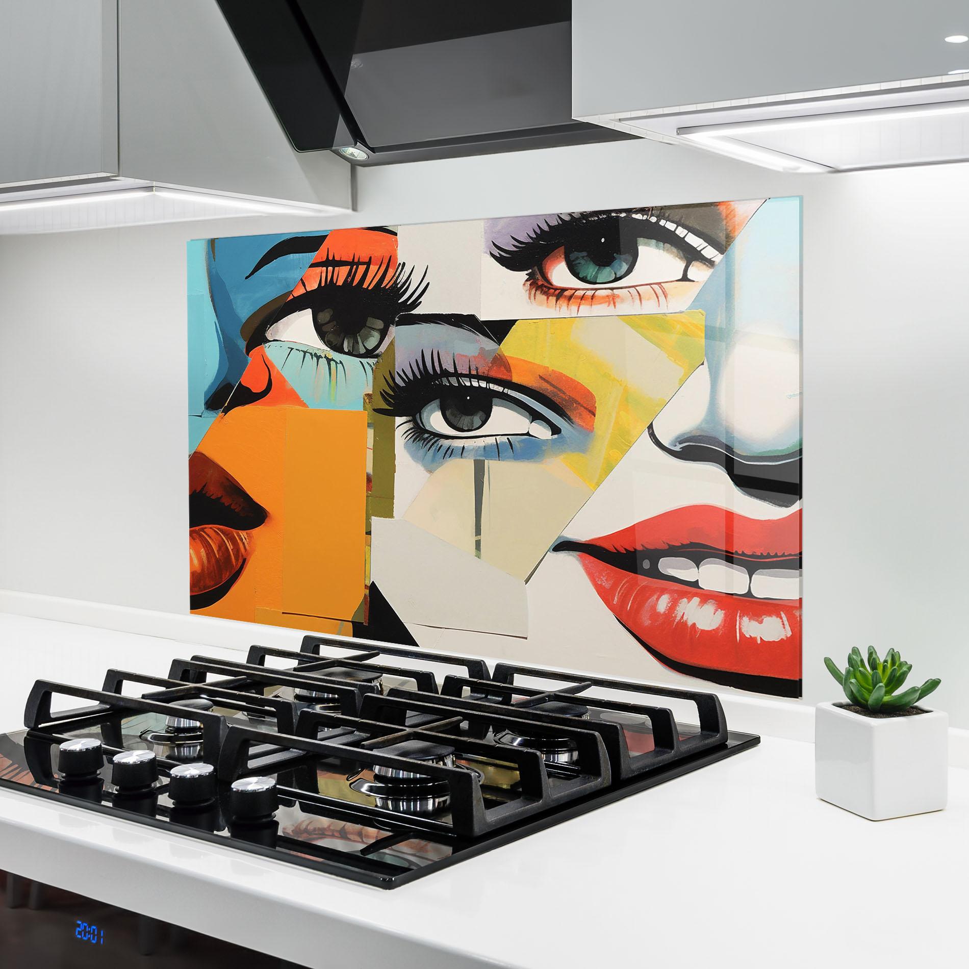 Стъклен панел за кухня Drawing Collage mockup 6