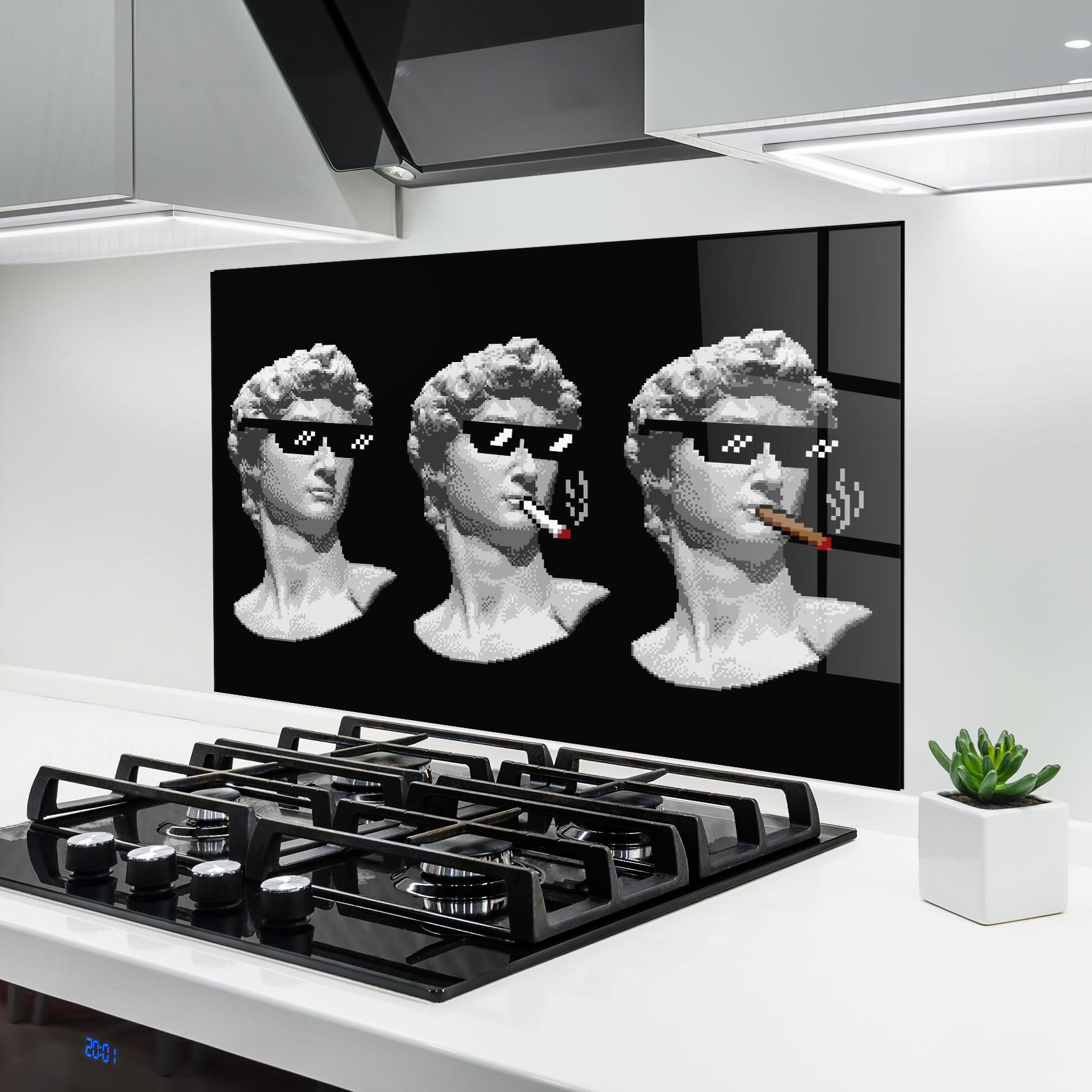 Стъклен панел за кухня Statue Smoking mockup 6