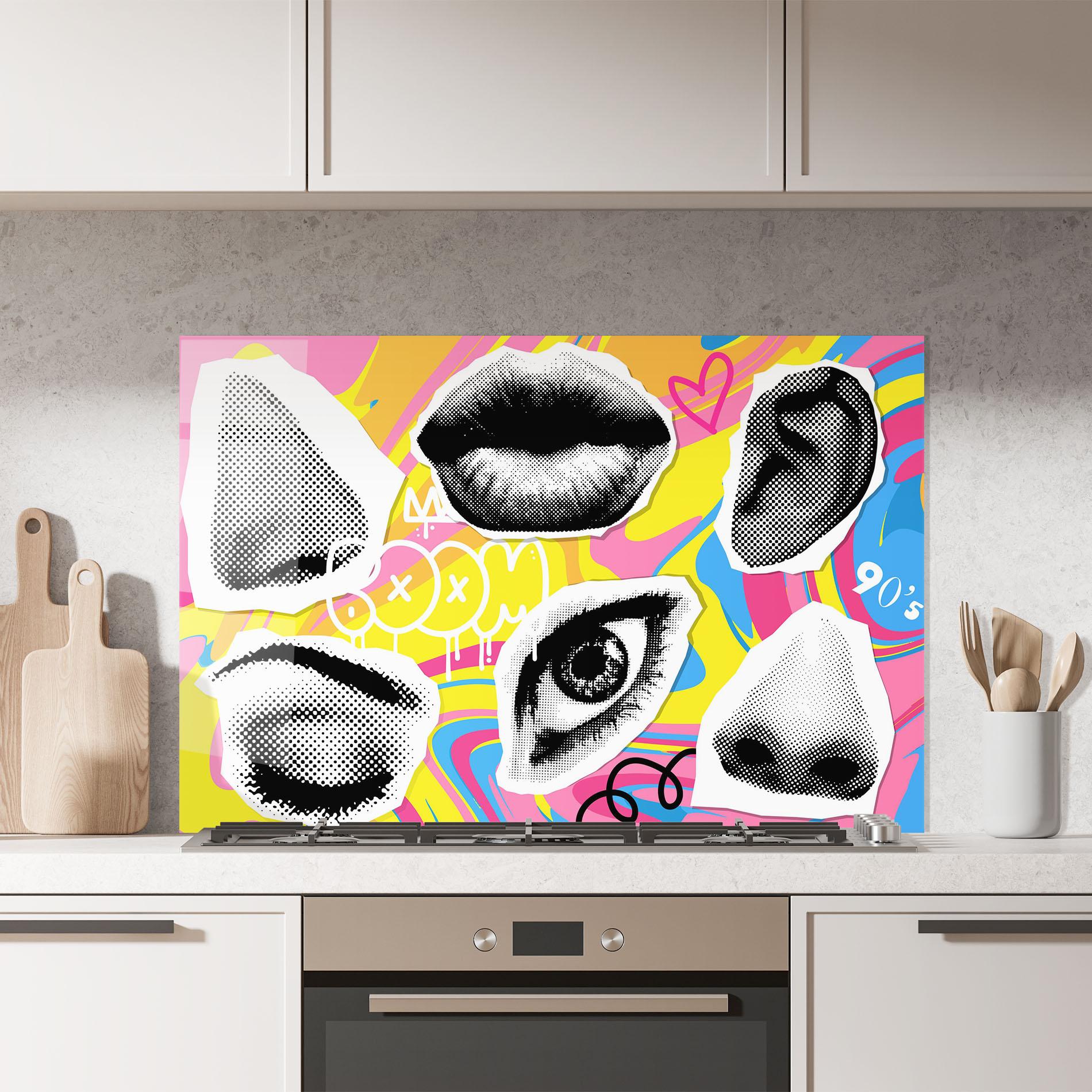 Стъклен панел за кухня Boom 90s mockup 7