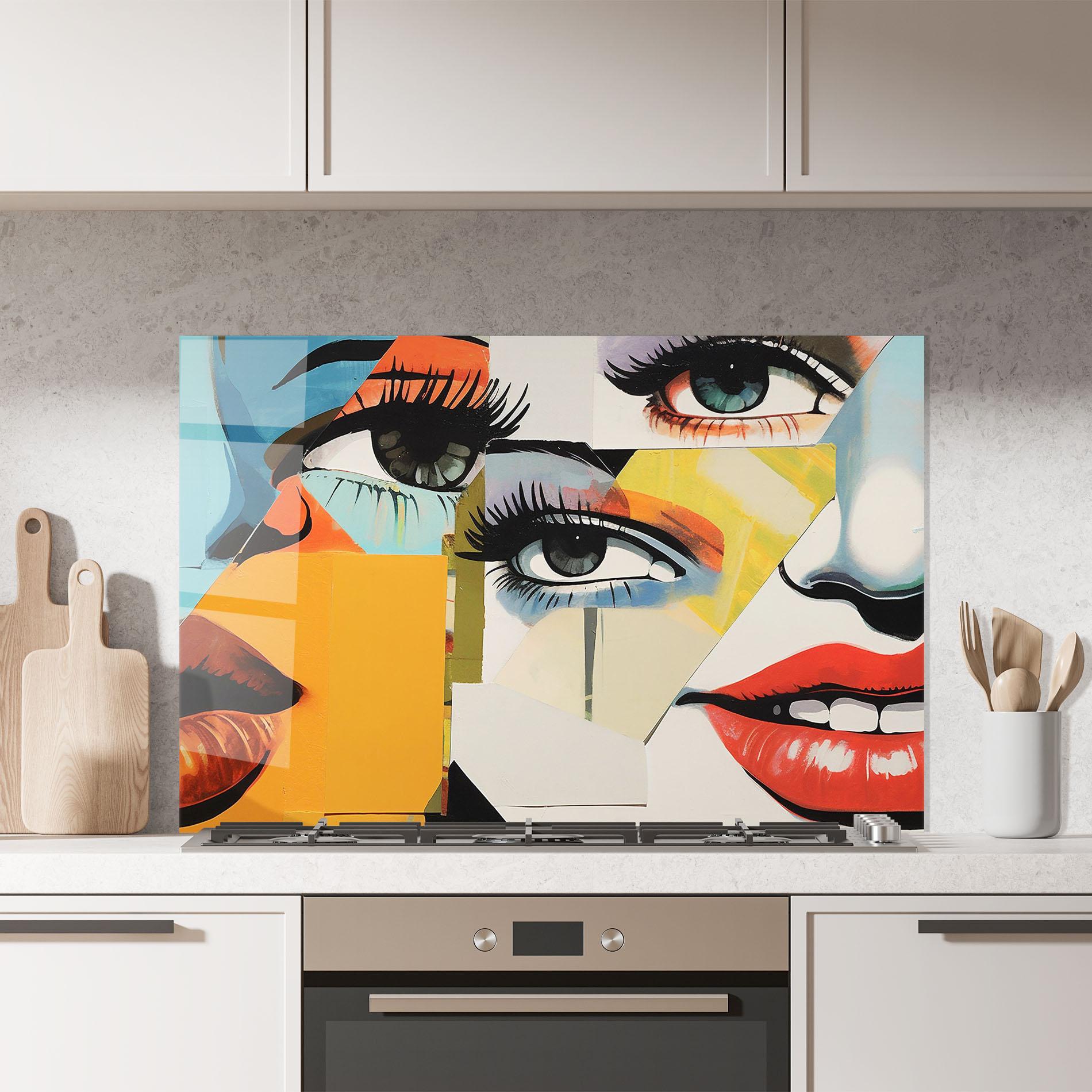 Стъклен панел за кухня Drawing Collage mockup 7