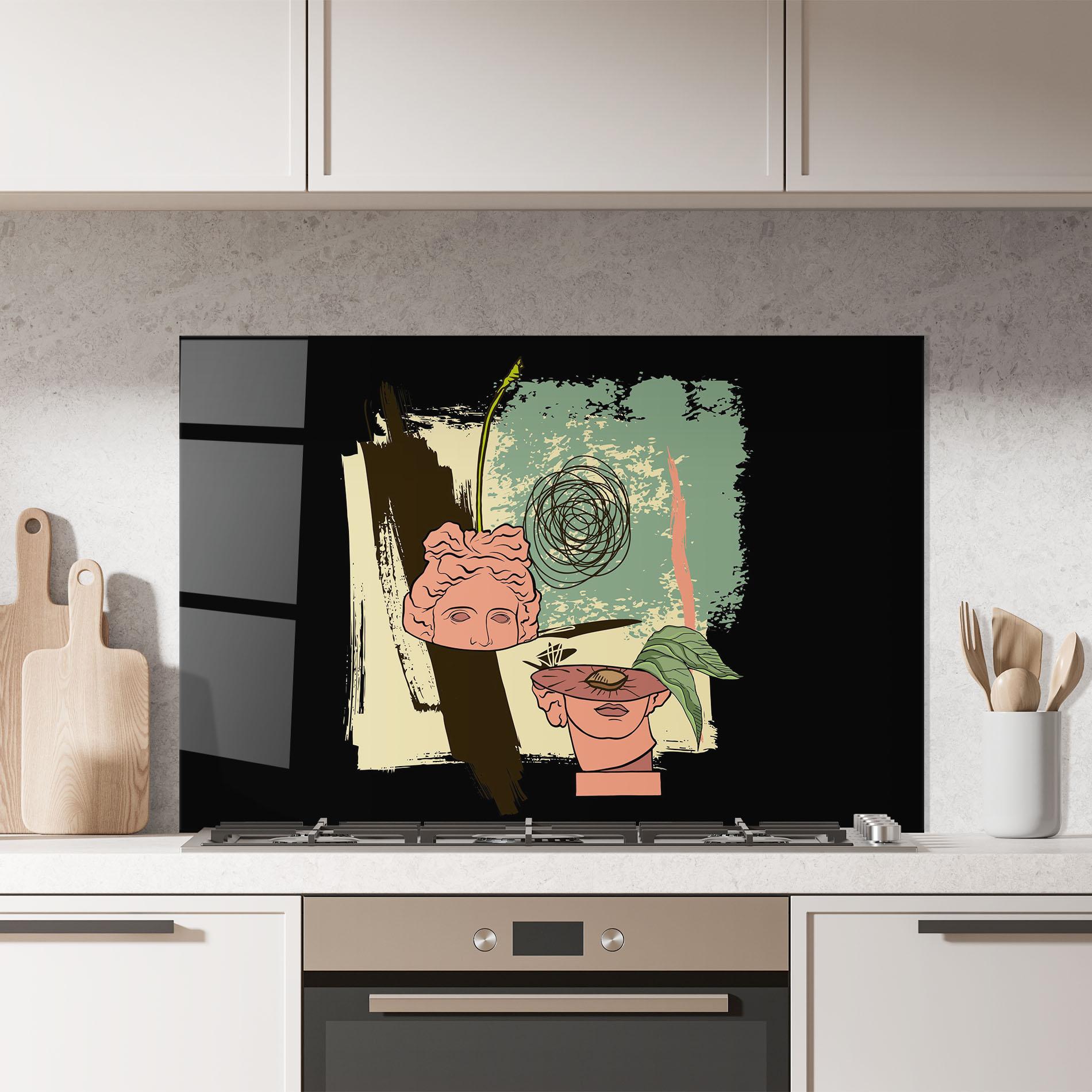 Стъклен панел за кухня Statue Fruit mockup 7