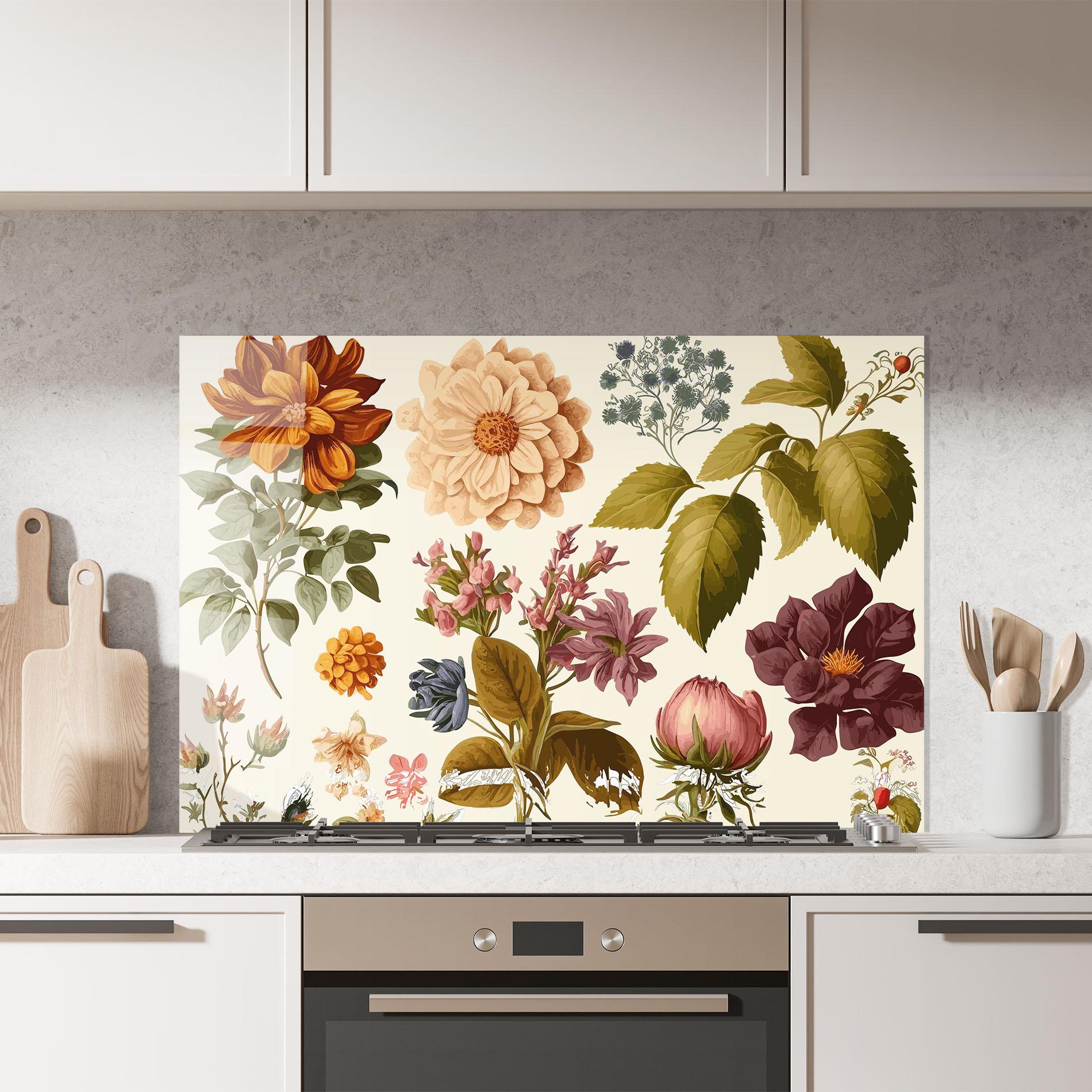 Стъклен панел за кухня Vintage Plant Collage mockup 7