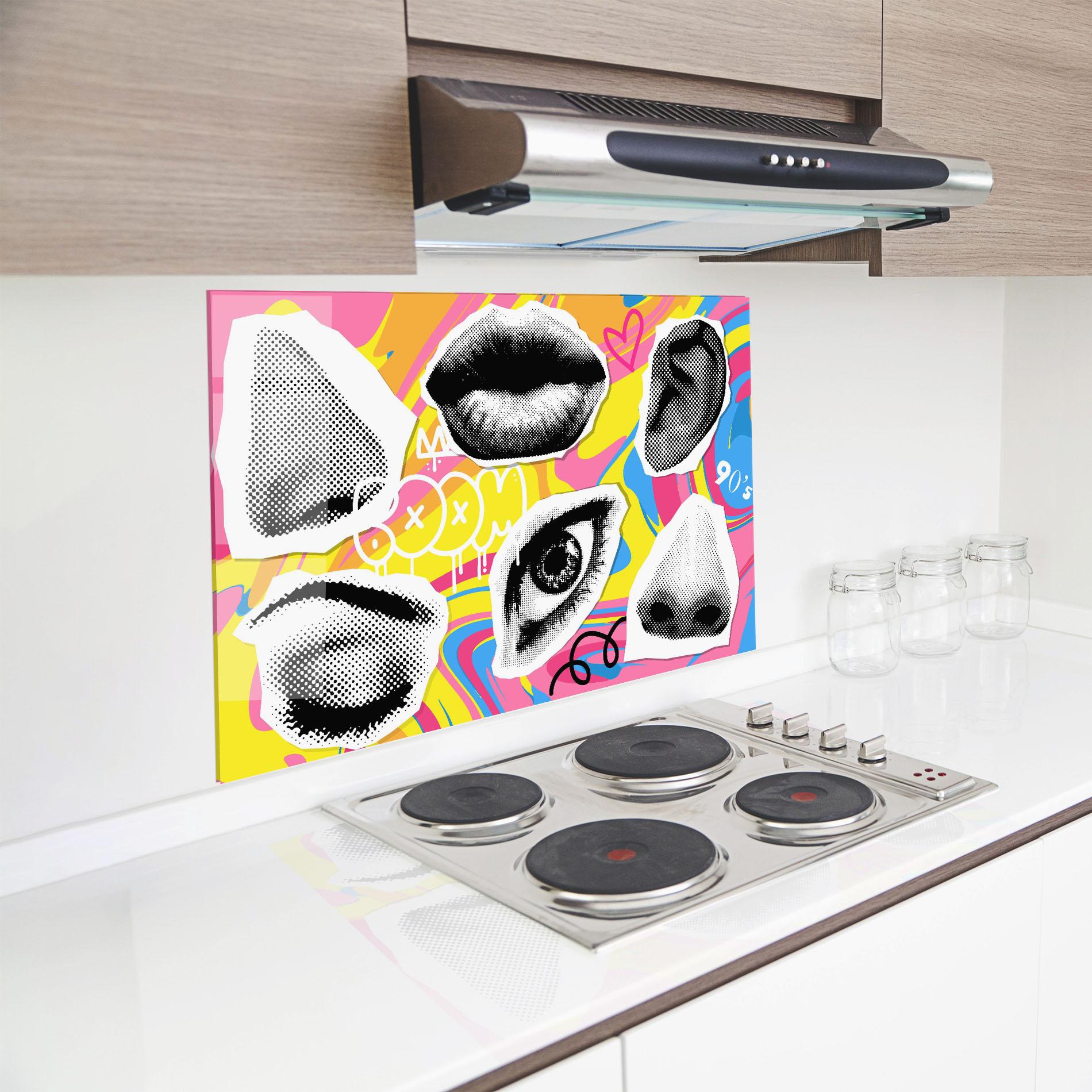 Стъклен панел за кухня Boom 90s mockup 8