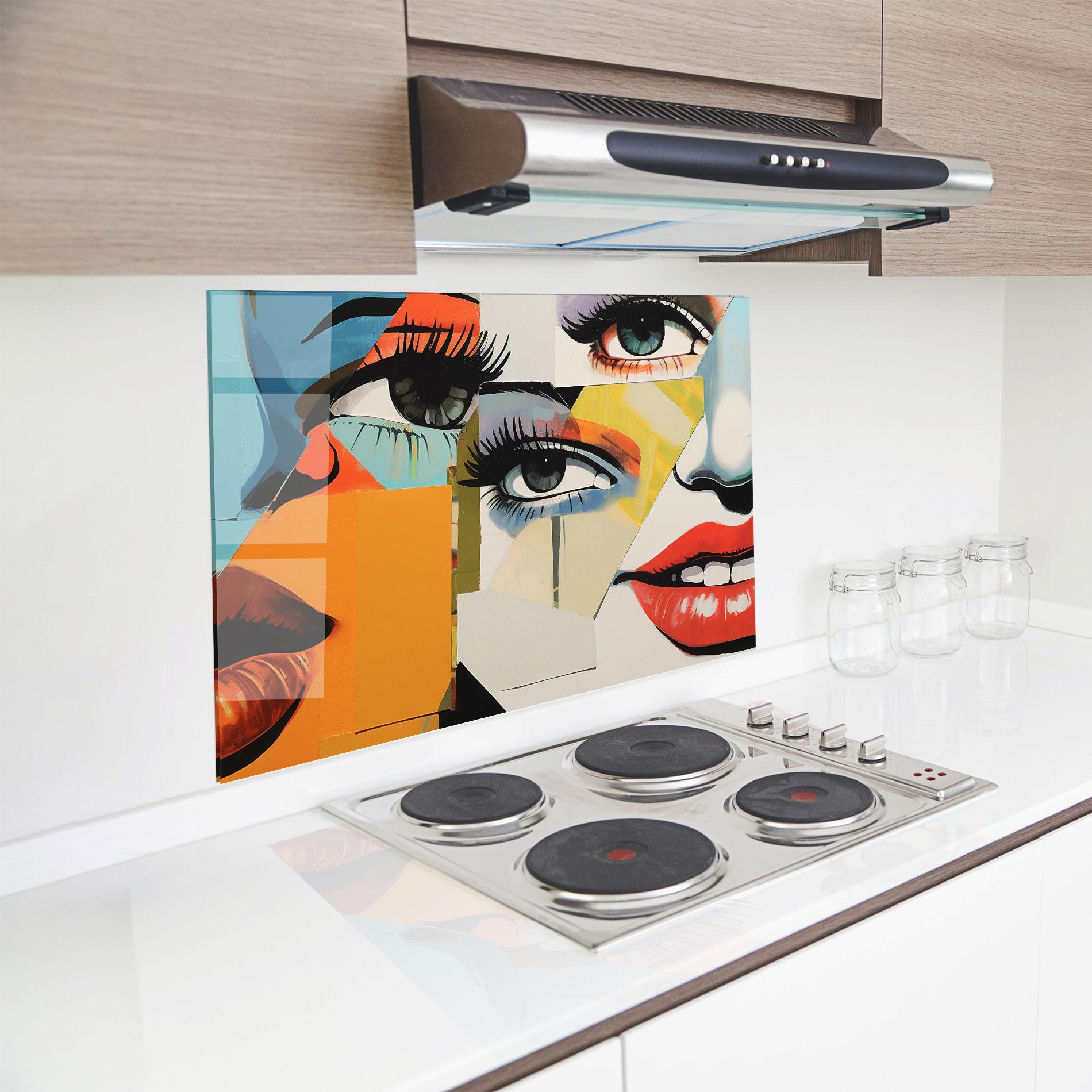 Стъклен панел за кухня Drawing Collage mockup 8