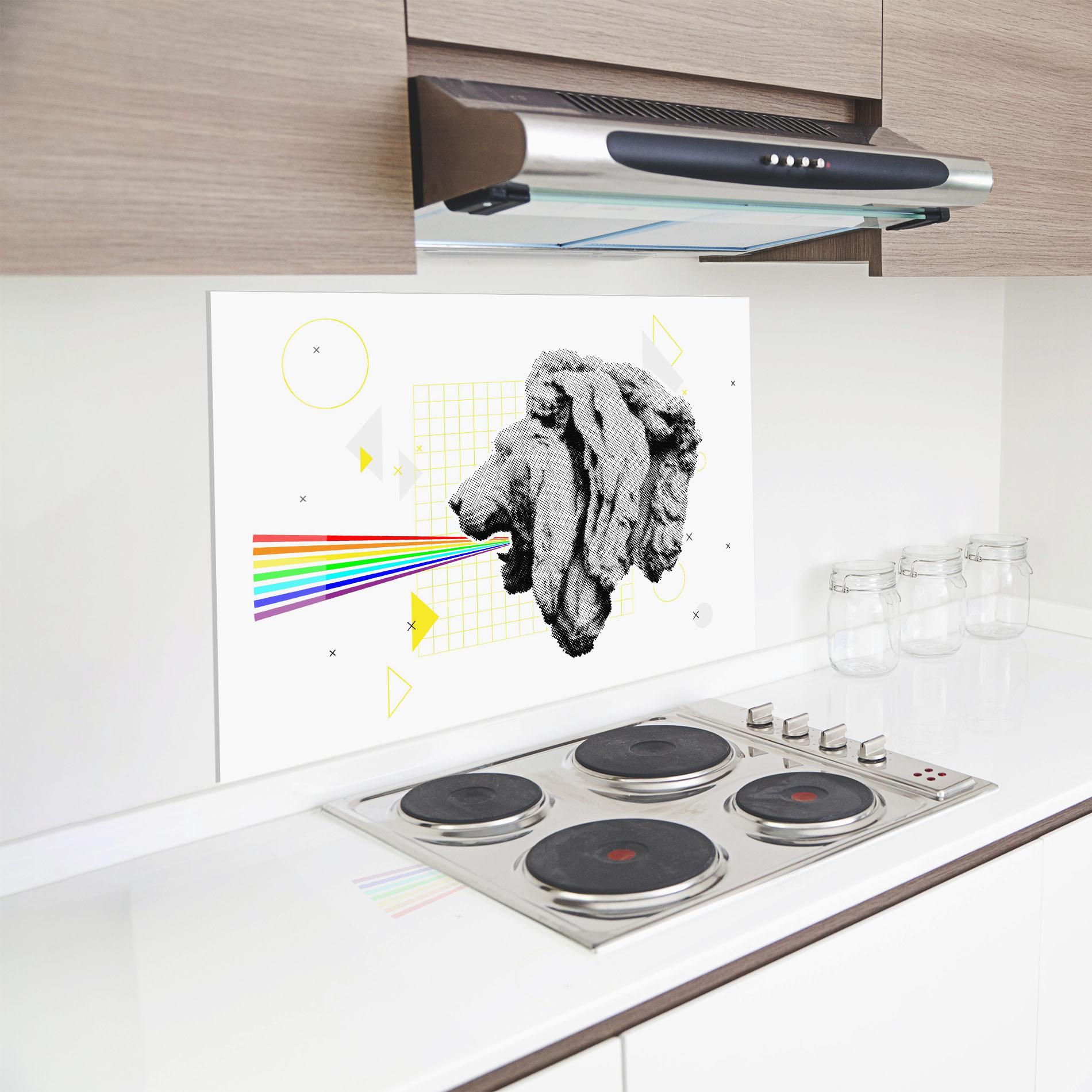 Стъклен панел за кухня Lion Collage mockup 8