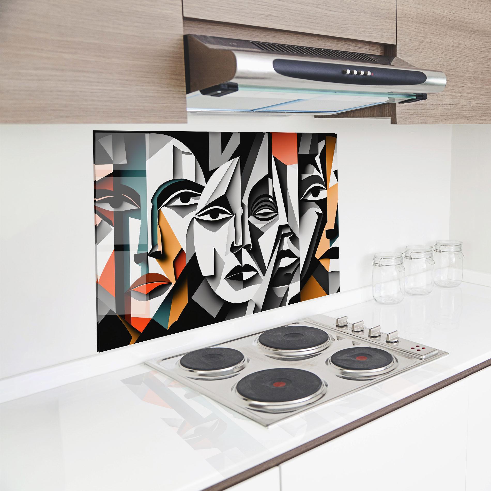 Стъклен панел за кухня Mix Faces Collage mockup 8