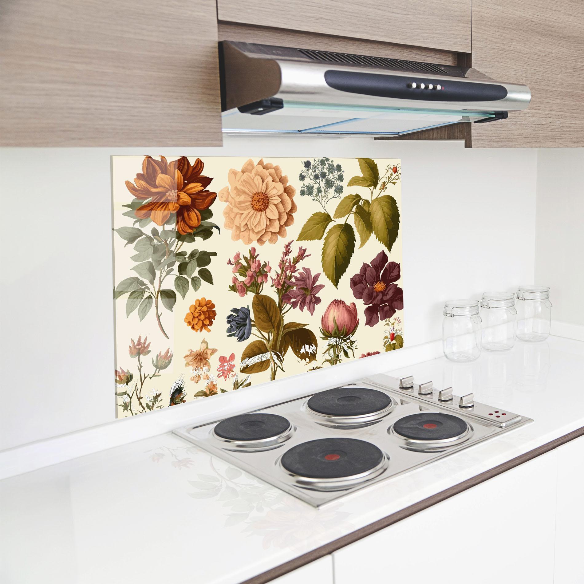 Стъклен панел за кухня Vintage Plant Collage mockup 8