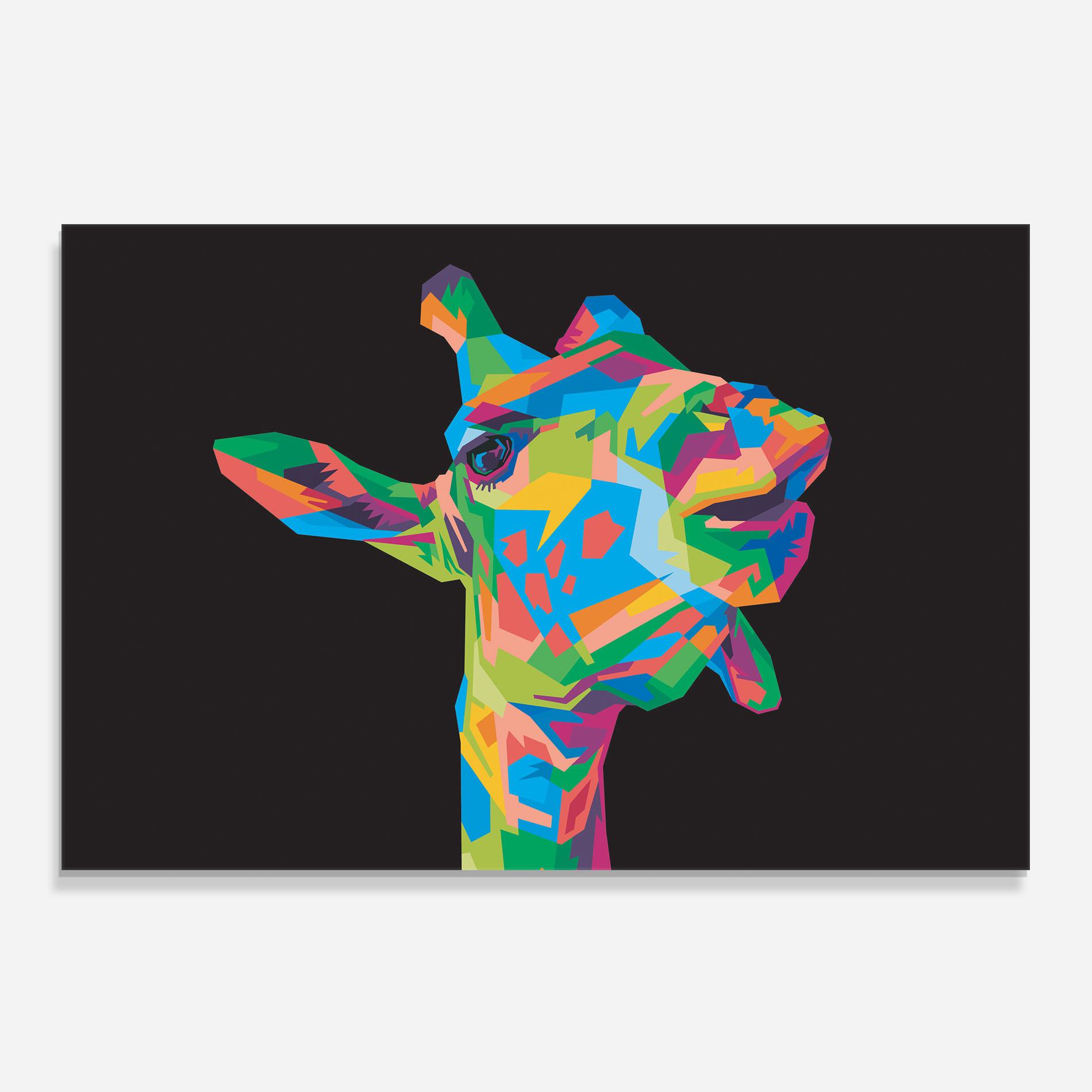 Стъклен панел за кухня Colorful Art Giraffe mockup 0