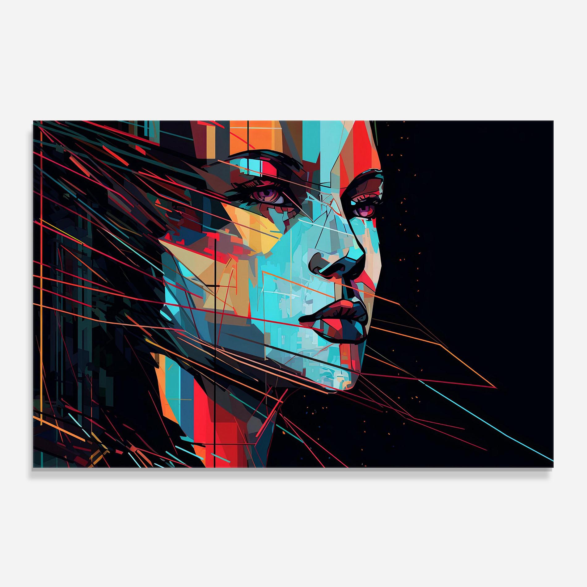 Стъклен панел за кухня Colorful Glitchy Woman mockup 0