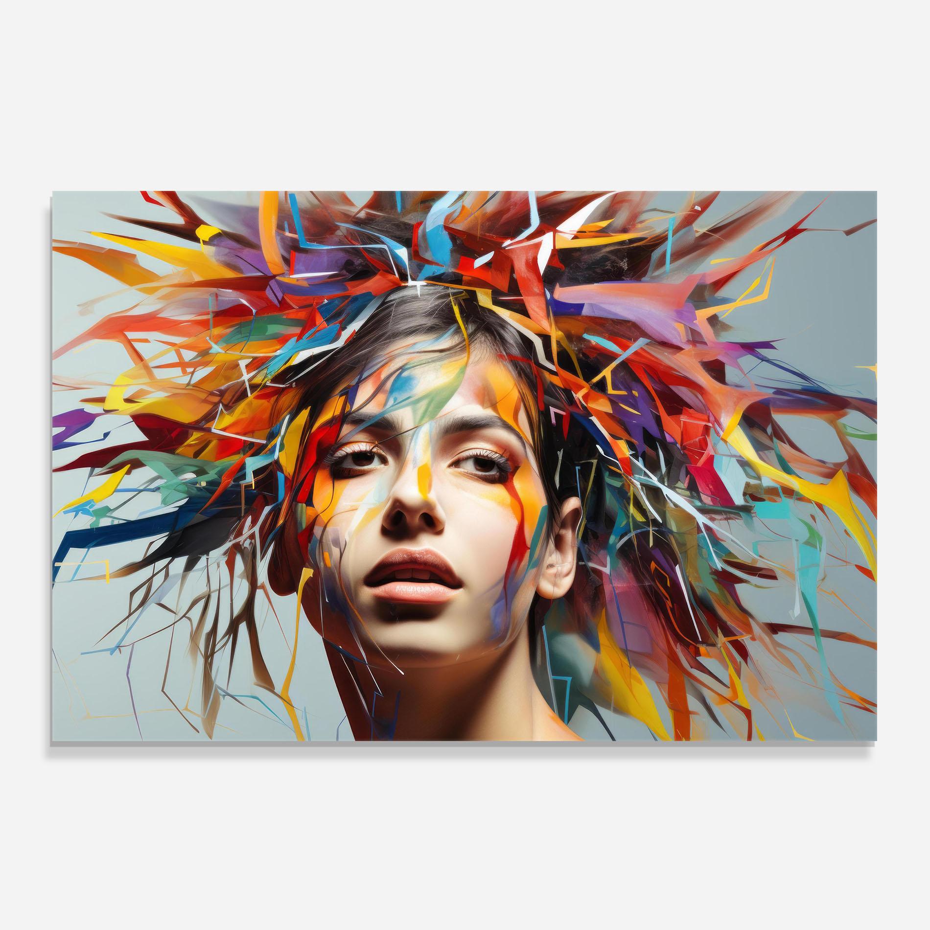 Стъклен панел за кухня Colorful Paint Hair mockup 0