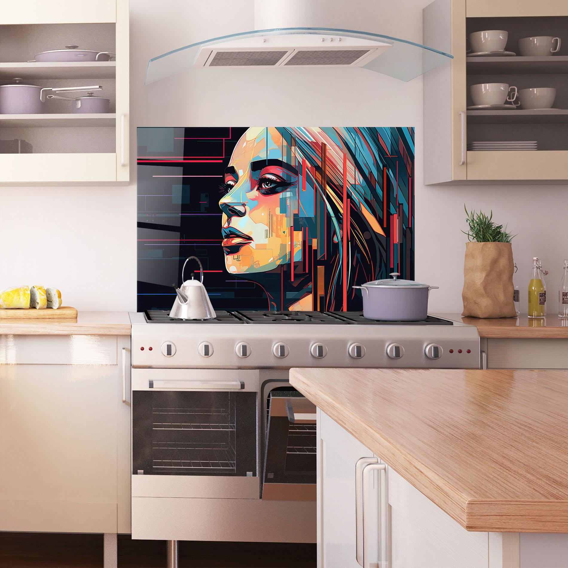 Стъклен панел за кухня Glitchy Dark Portrait mockup 1