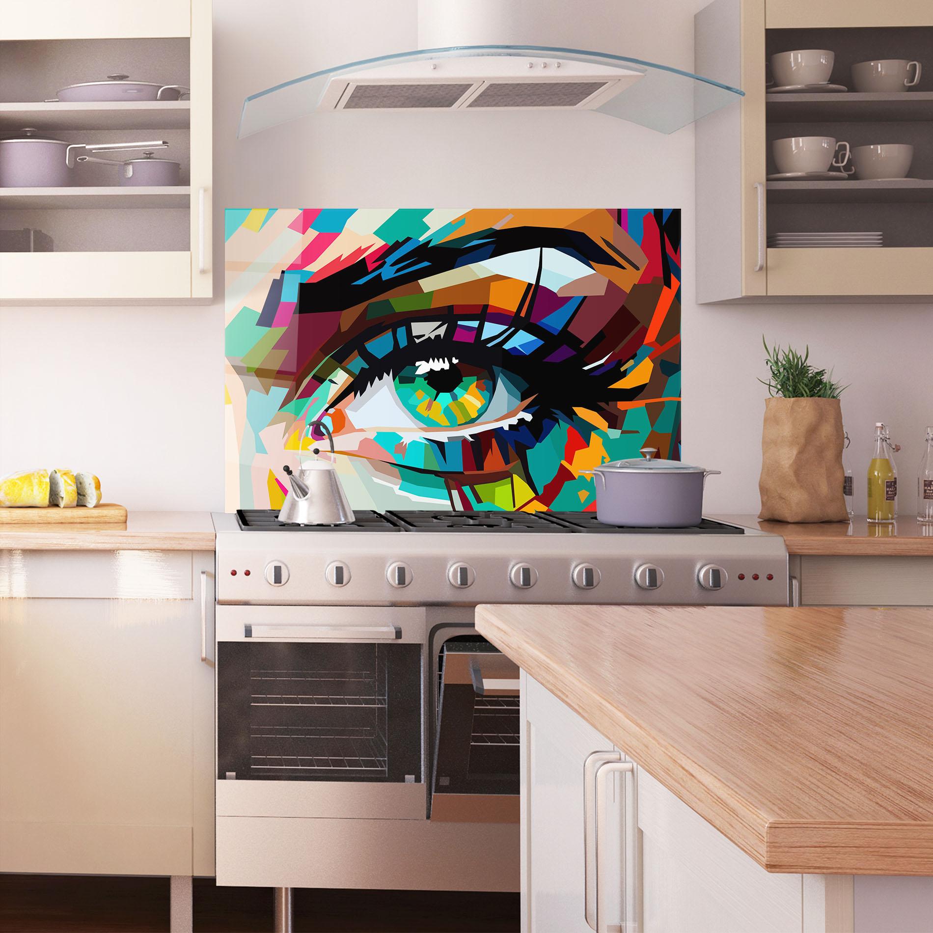 Стъклен панел за кухня Green Art Eye mockup 1