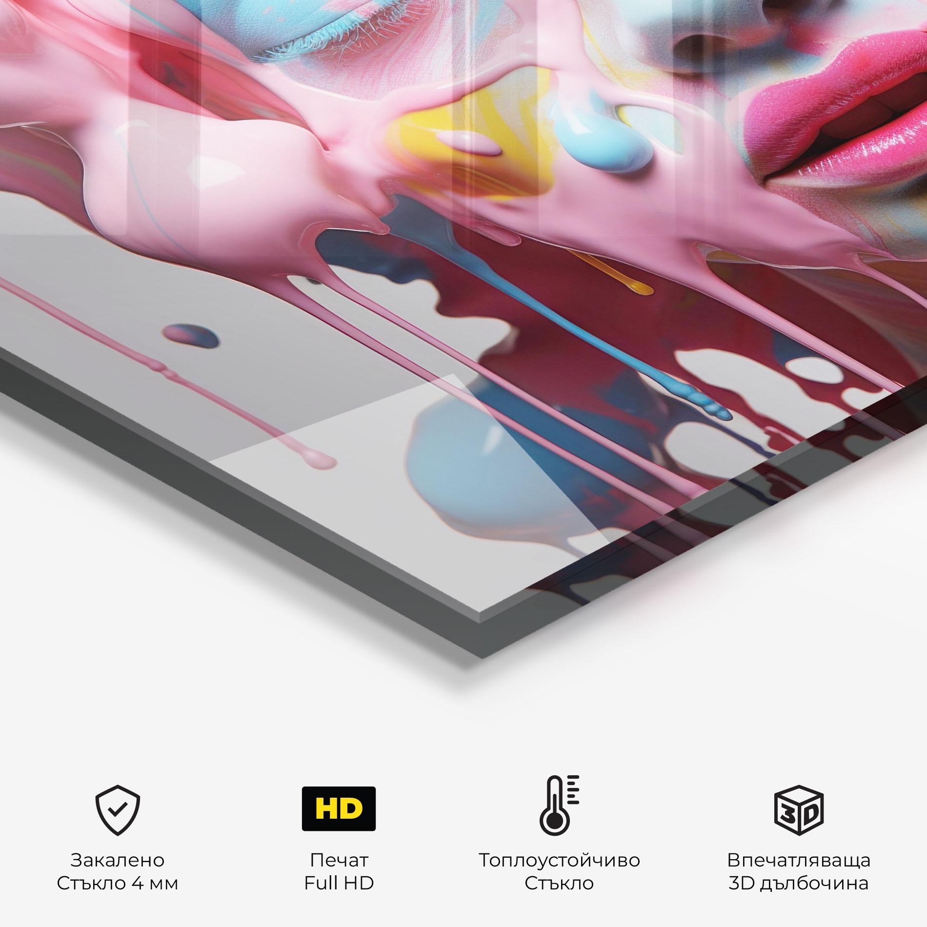 Стъклен панел за кухня Colorful Face Paint mockup 2