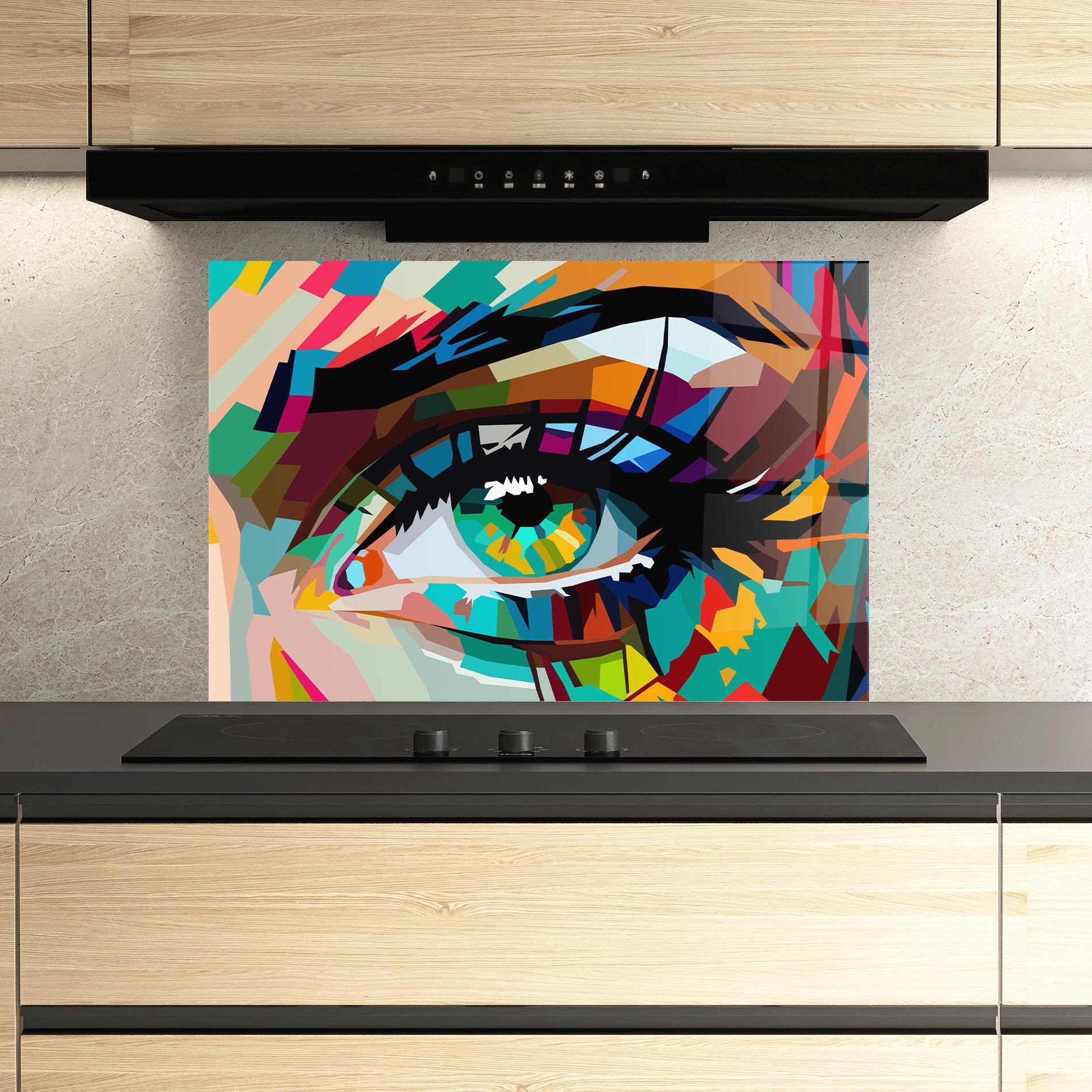 Стъклен панел за кухня Green Art Eye mockup 3