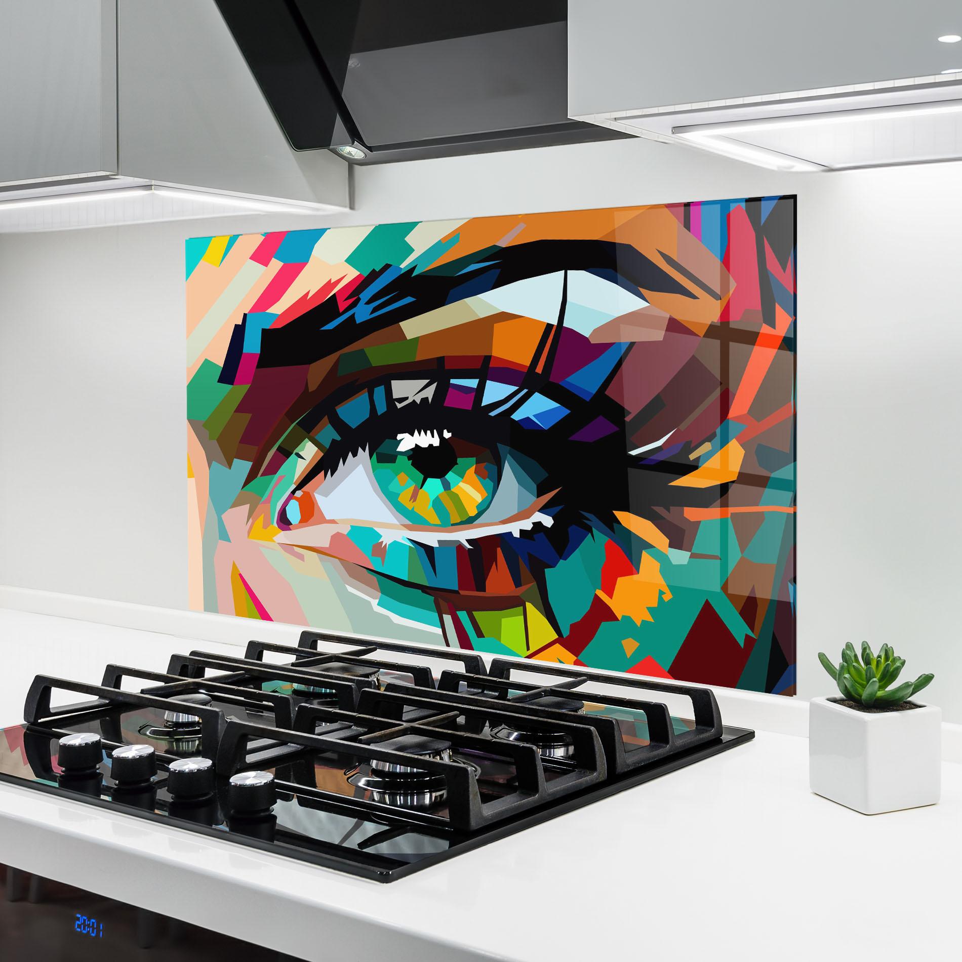 Стъклен панел за кухня Green Art Eye mockup 6