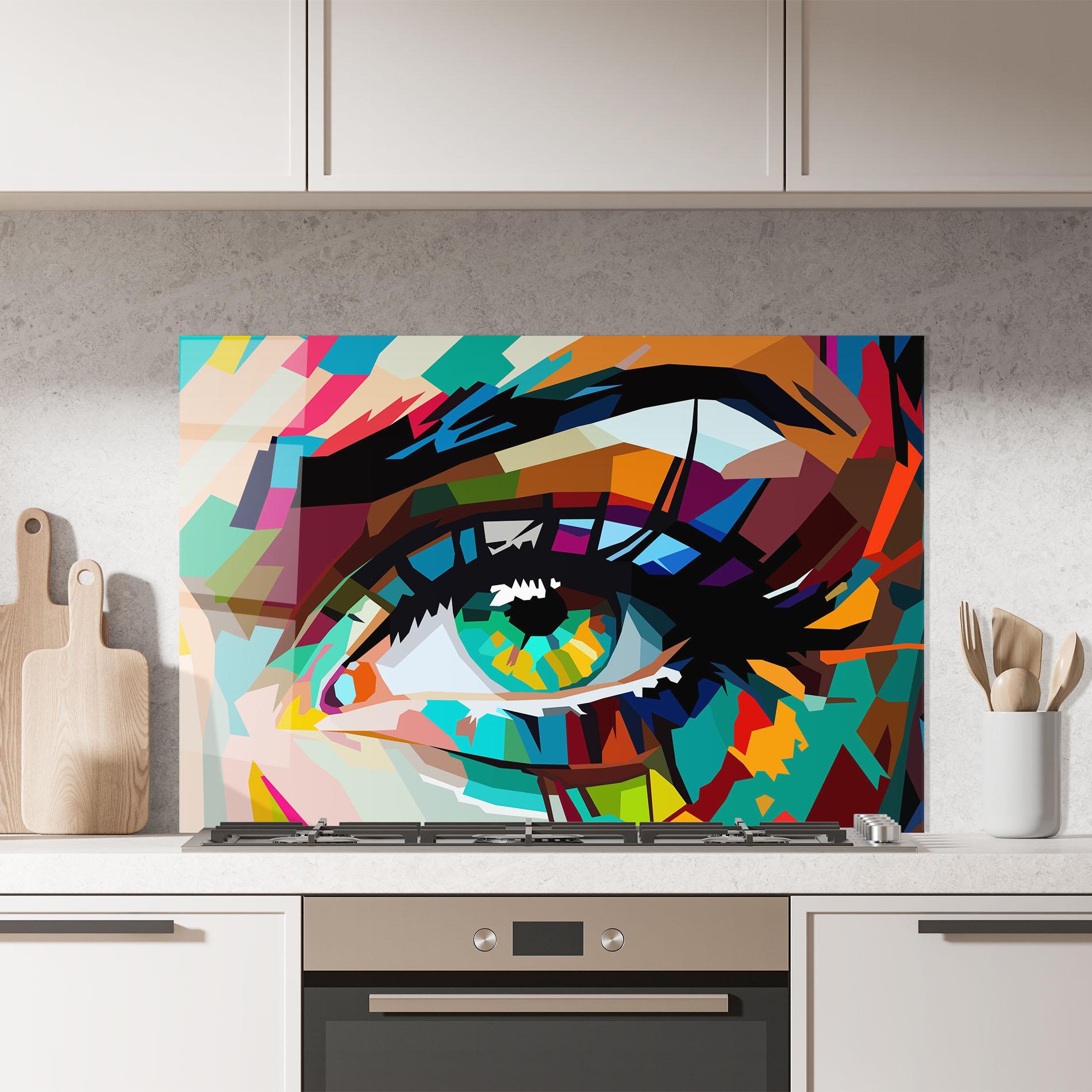 Стъклен панел за кухня Green Art Eye mockup 7