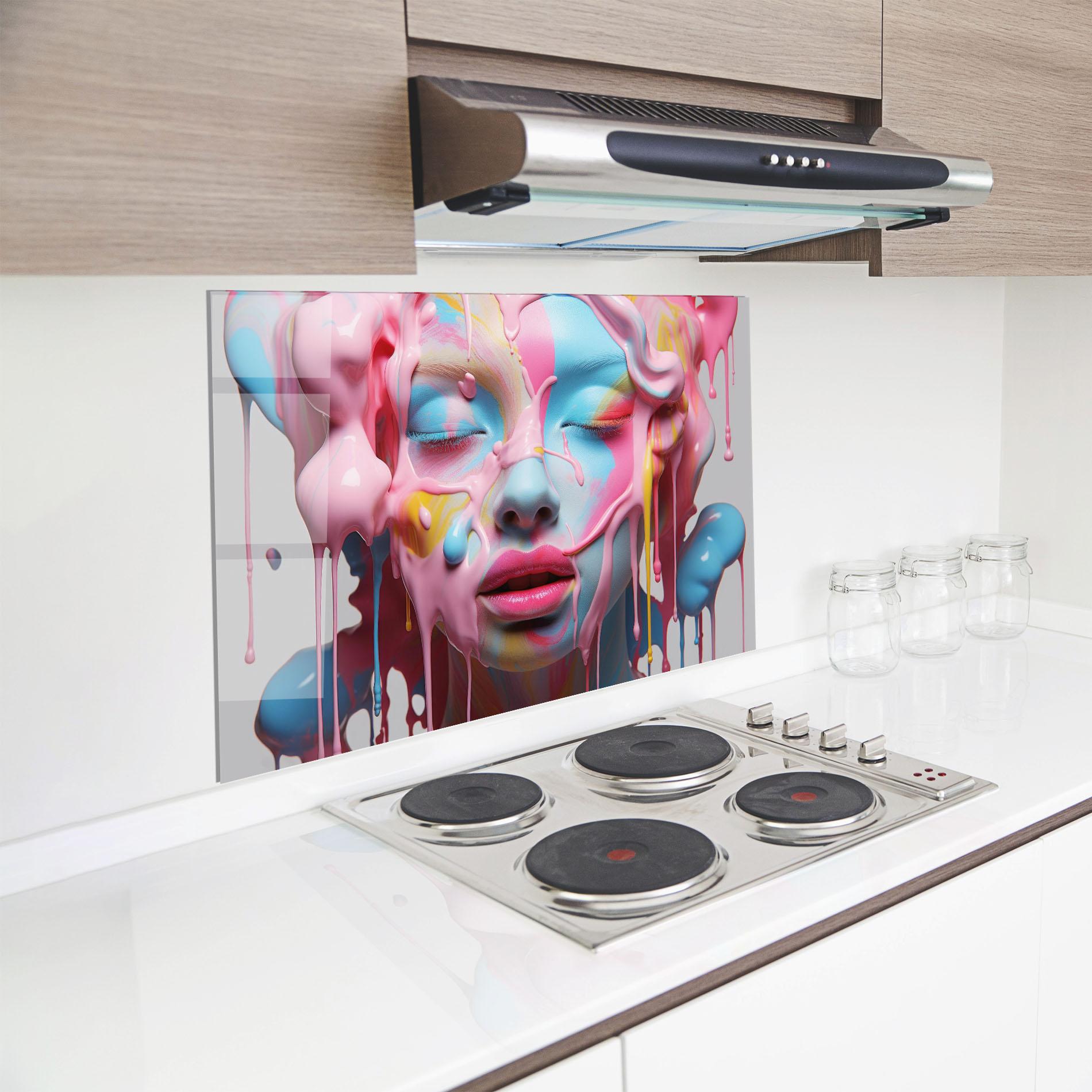Стъклен панел за кухня Colorful Face Paint mockup 8