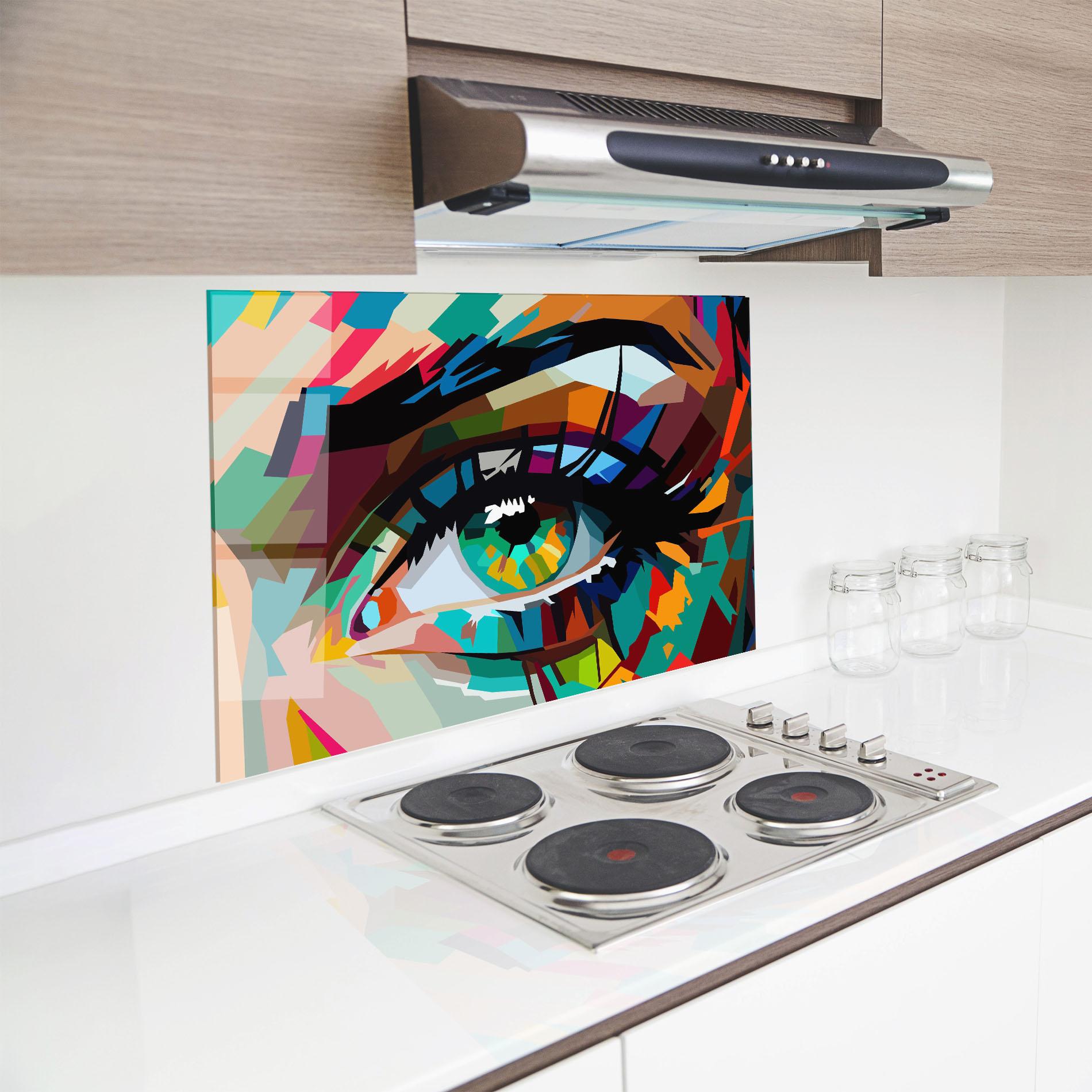 Стъклен панел за кухня Green Art Eye mockup 8