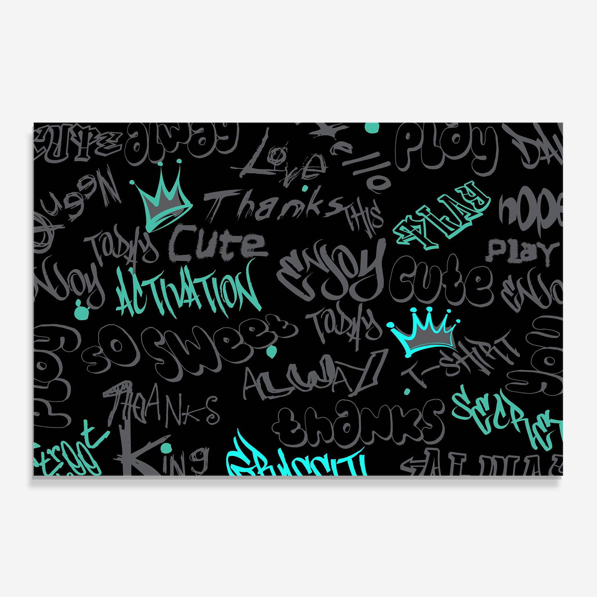 Стъклен панел за кухня Blue Grey Graffiti mockup 0