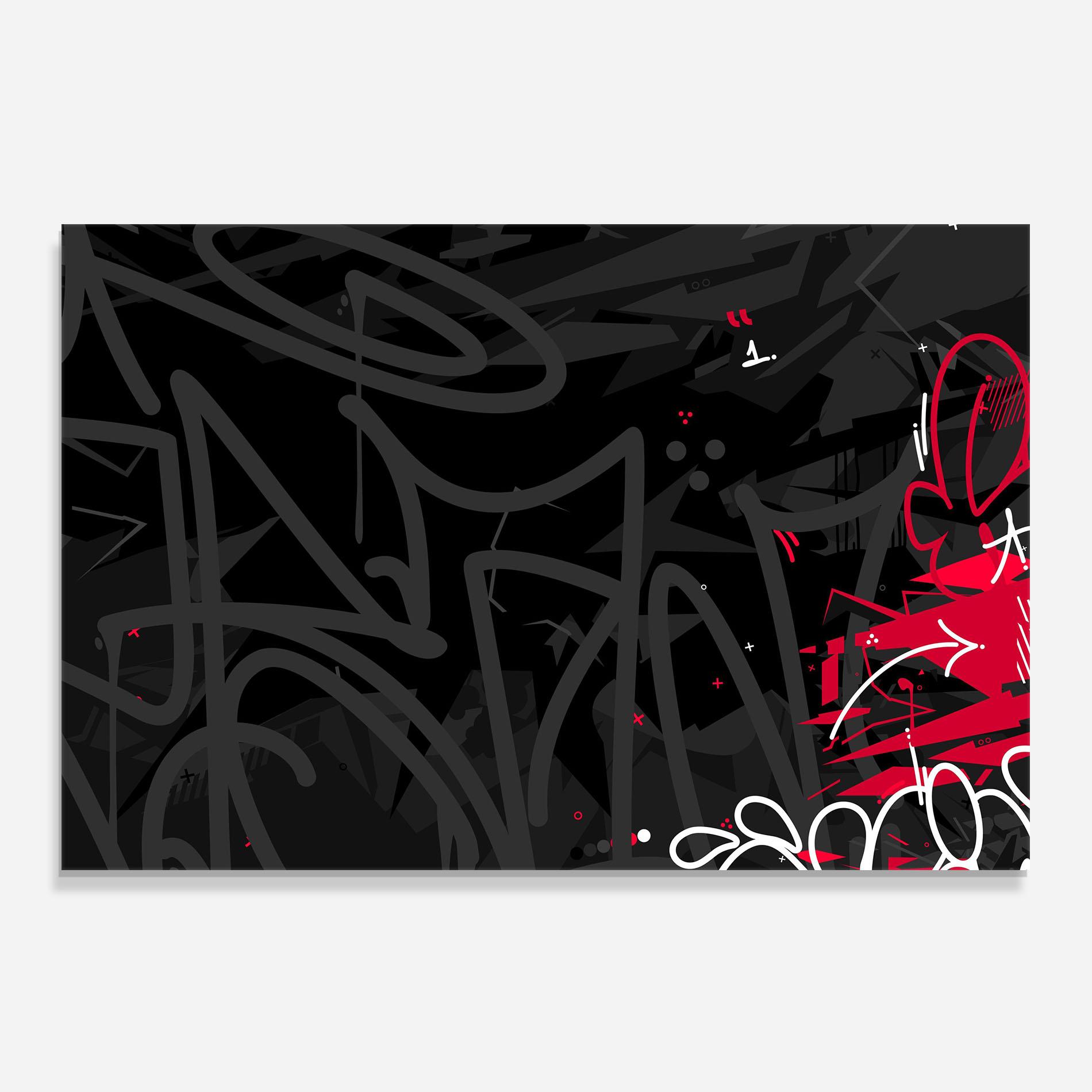 Стъклен панел за кухня Grey Pink Graffiti mockup 0