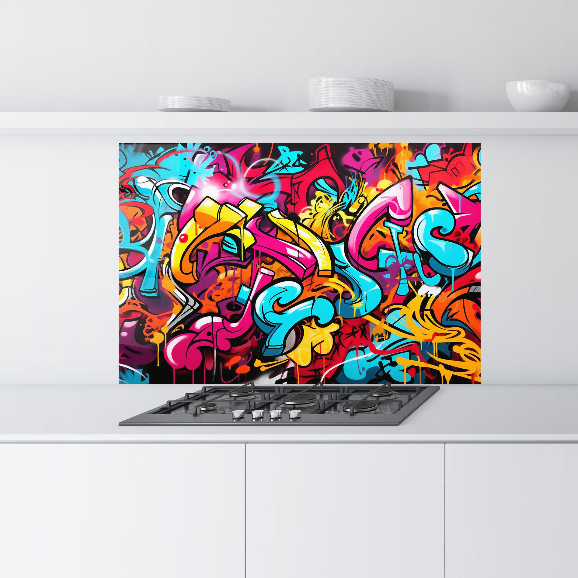 Стъклен панел за кухня Abstract Graffiti mockup 9