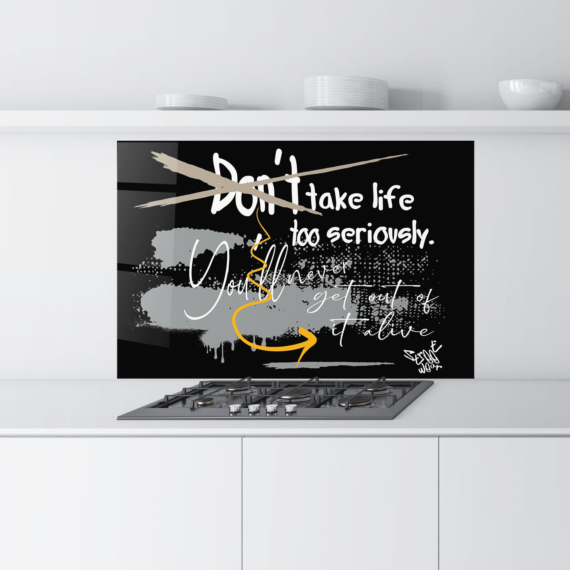 Стъклен панел за кухня Grey Orange Graffiti mockup 9