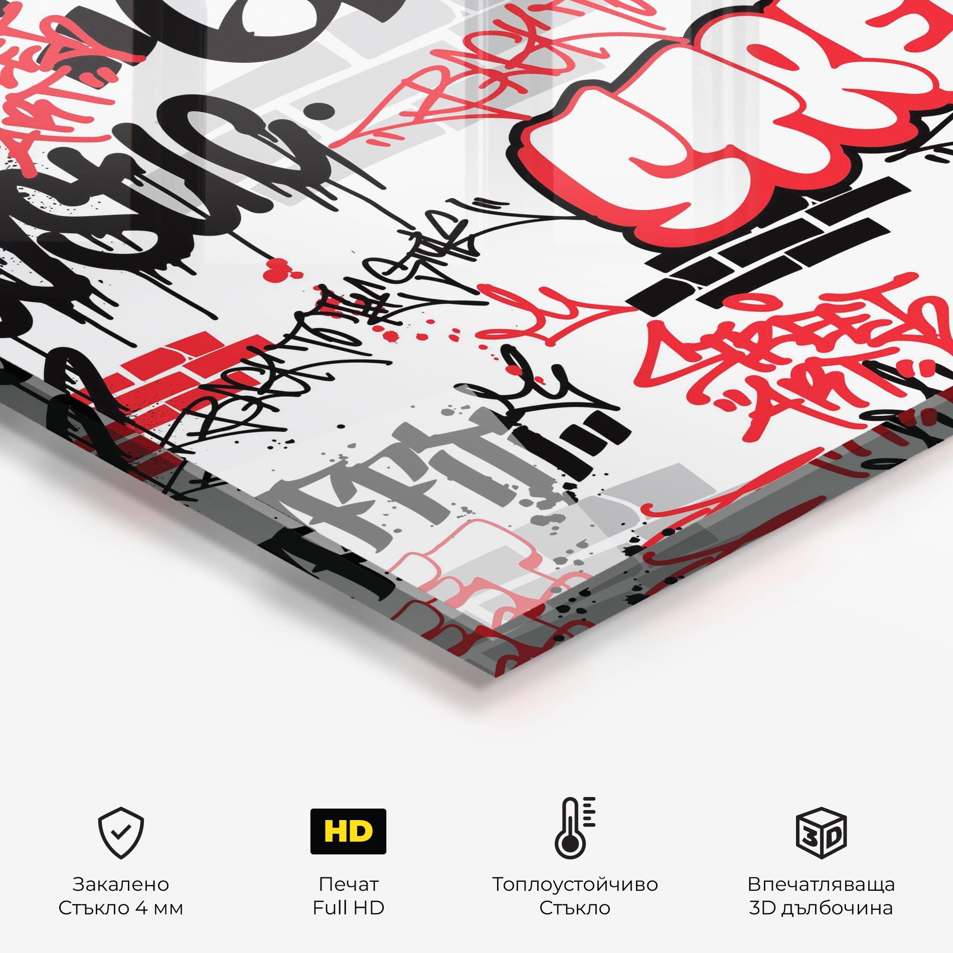 Стъклен панел за кухня Black Red Tags mockup 2