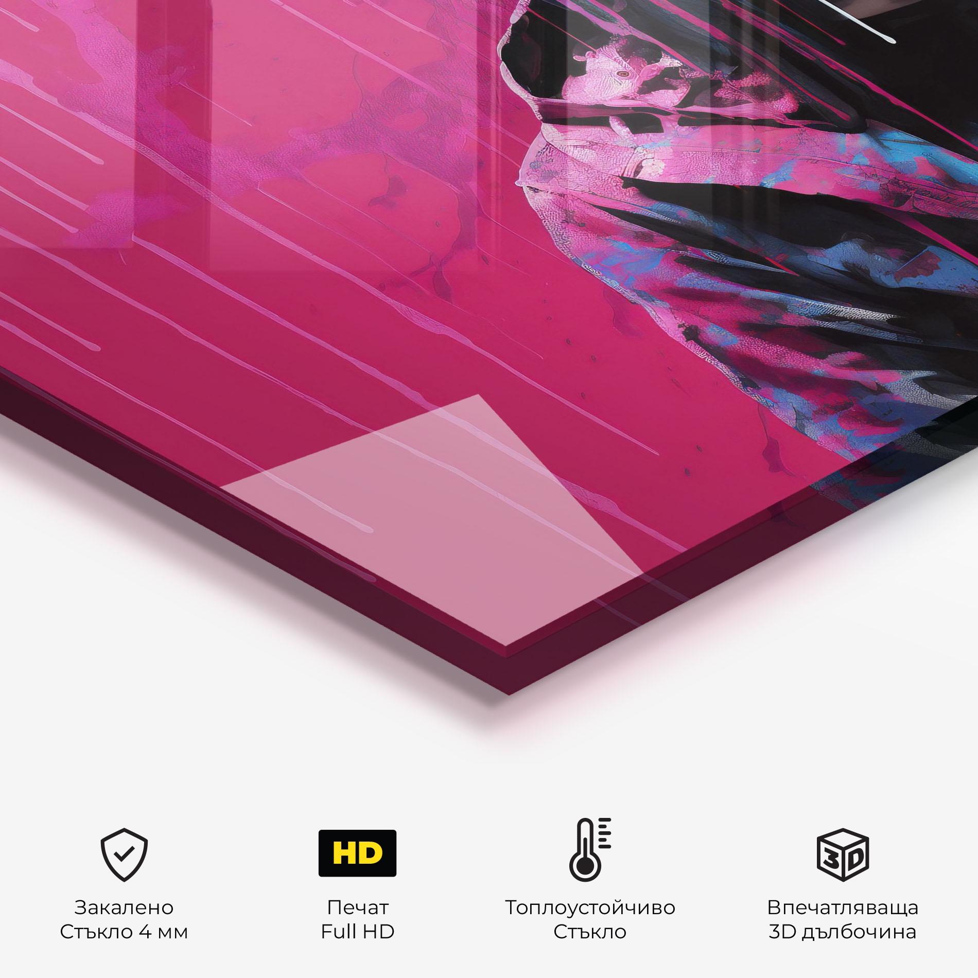 Стъклен панел за кухня Blue Pink Falling Paint mockup 2