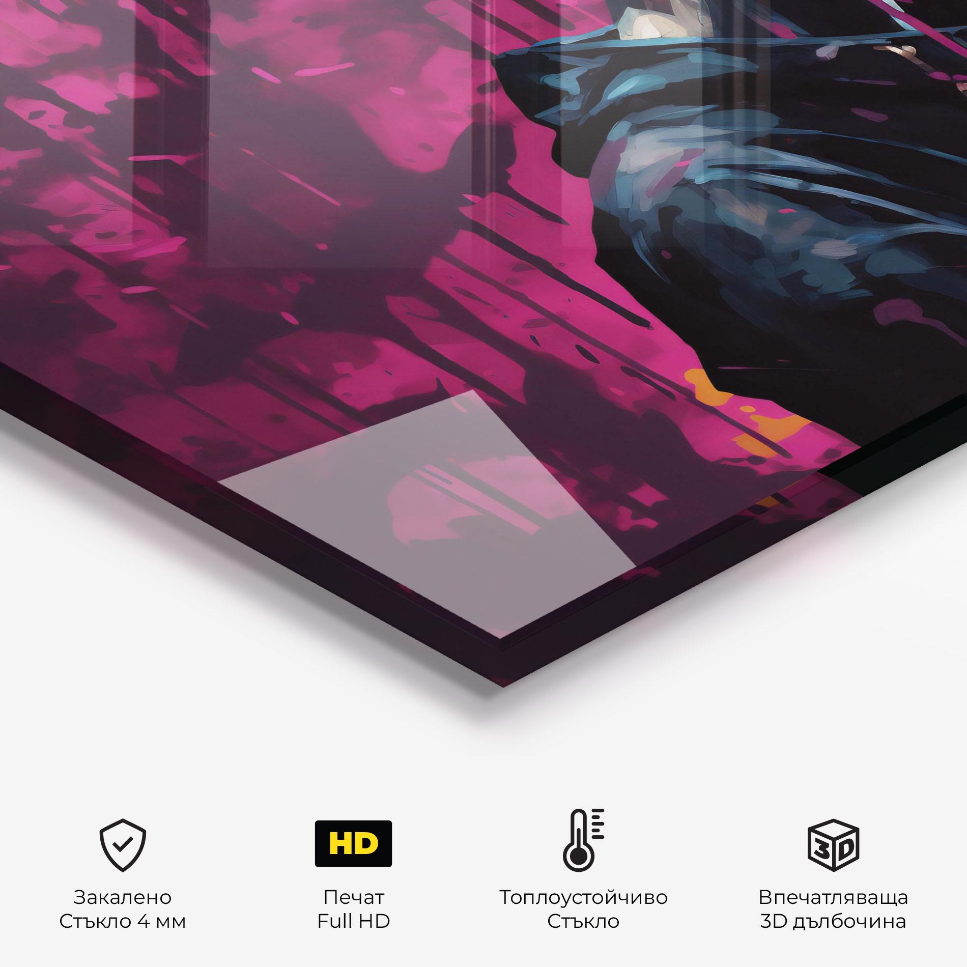 Стъклен панел за кухня Blue Pink Paint Falling mockup 2