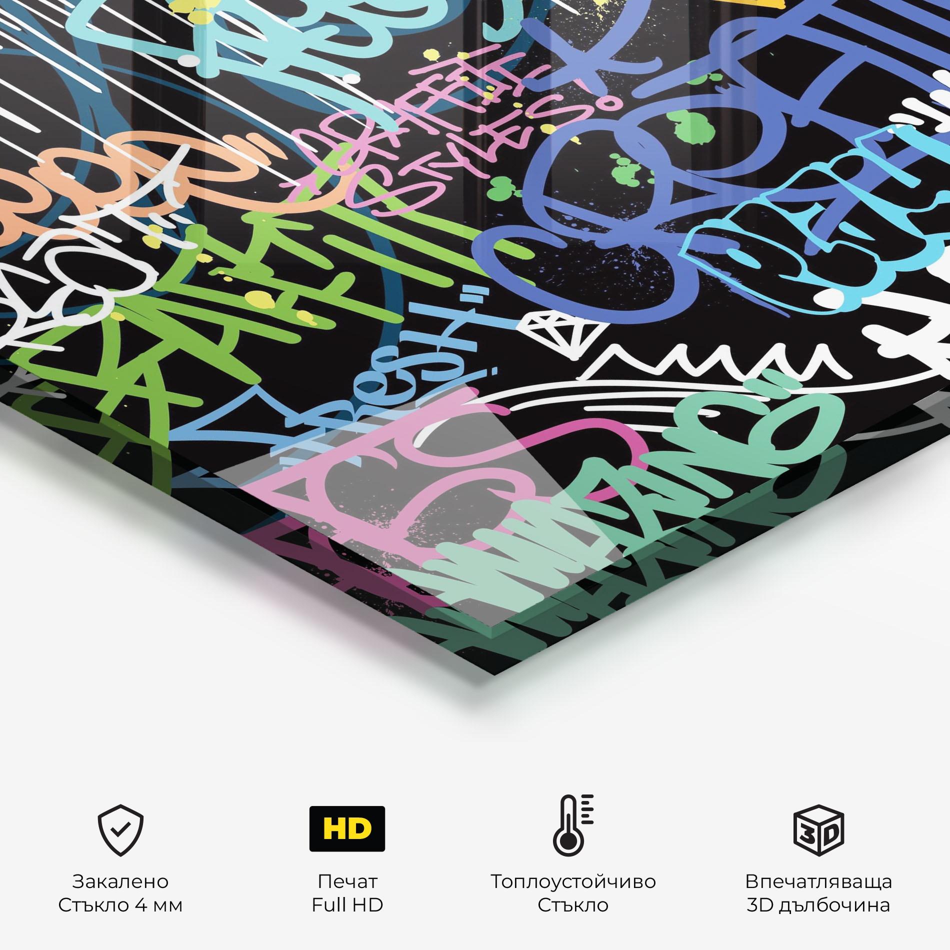 Стъклен панел за кухня Colorful Tags mockup 2