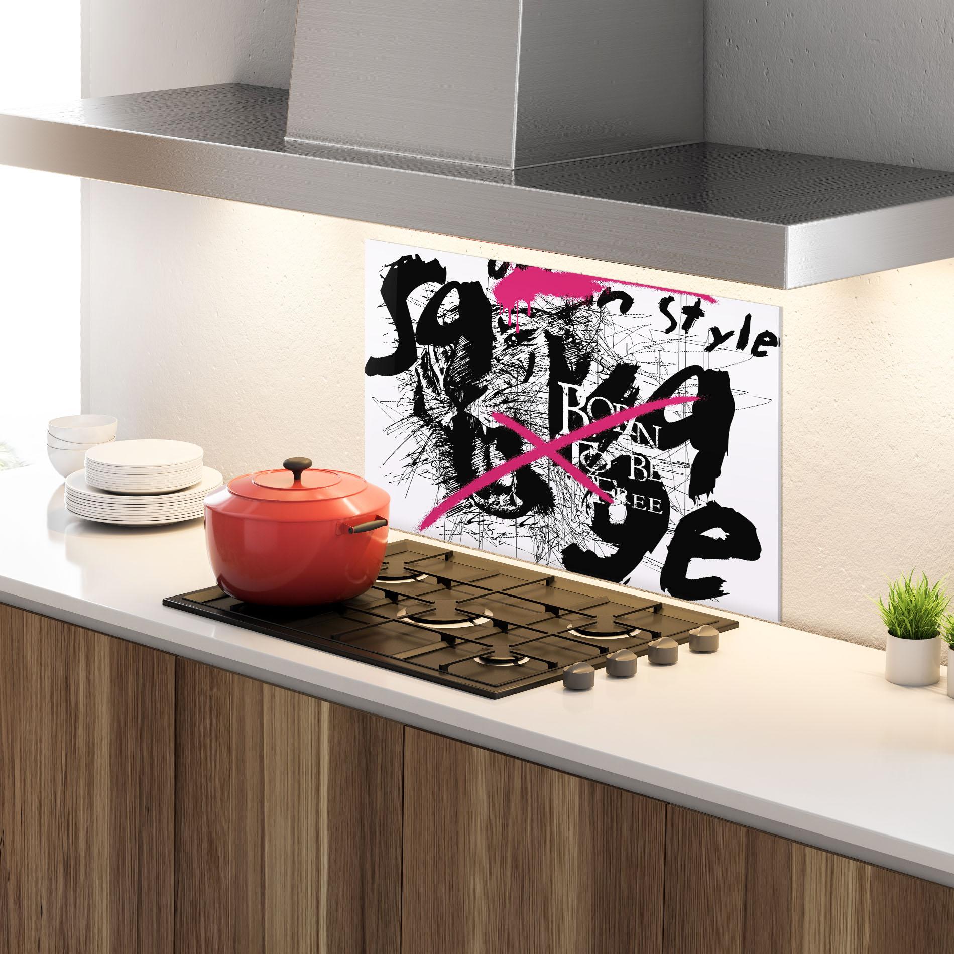 Стъклен панел за кухня Born Free Graffiti mockup 4