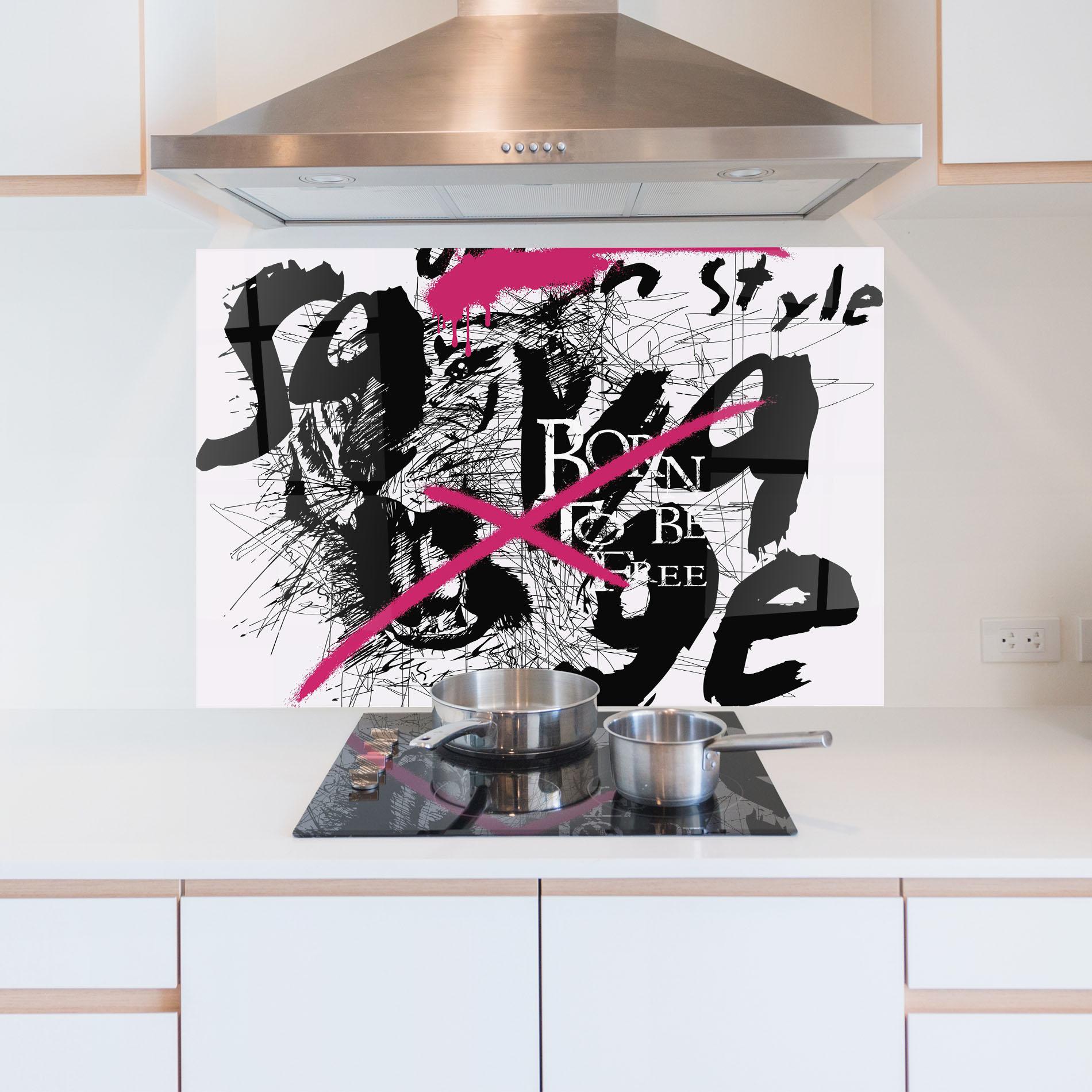 Стъклен панел за кухня Born Free Graffiti mockup 5