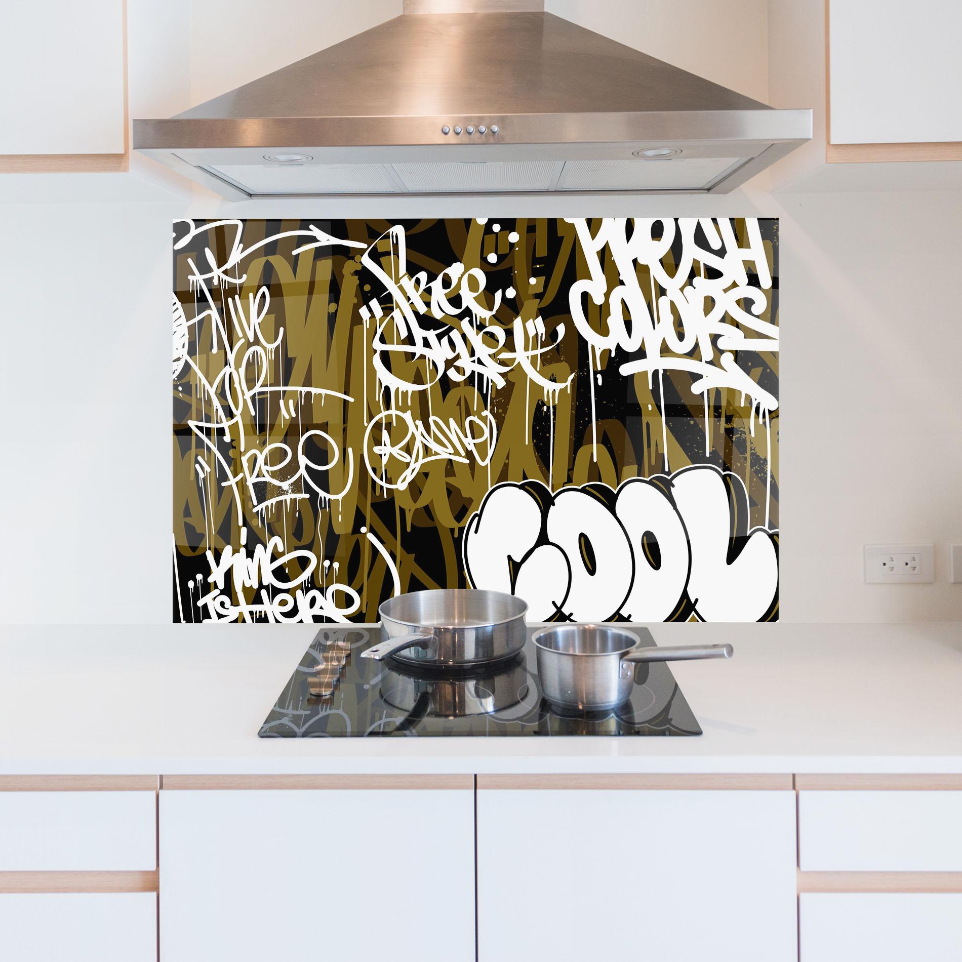 Стъклен панел за кухня Cool Graffiti mockup 5