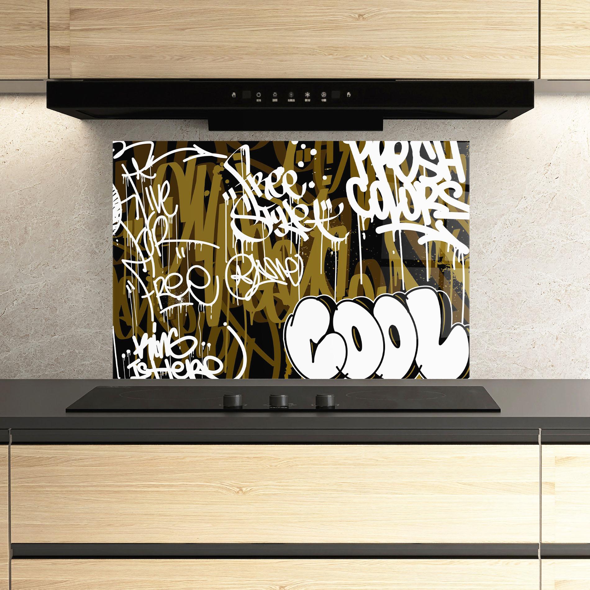 Стъклен панел за кухня Cool Graffiti mockup 3