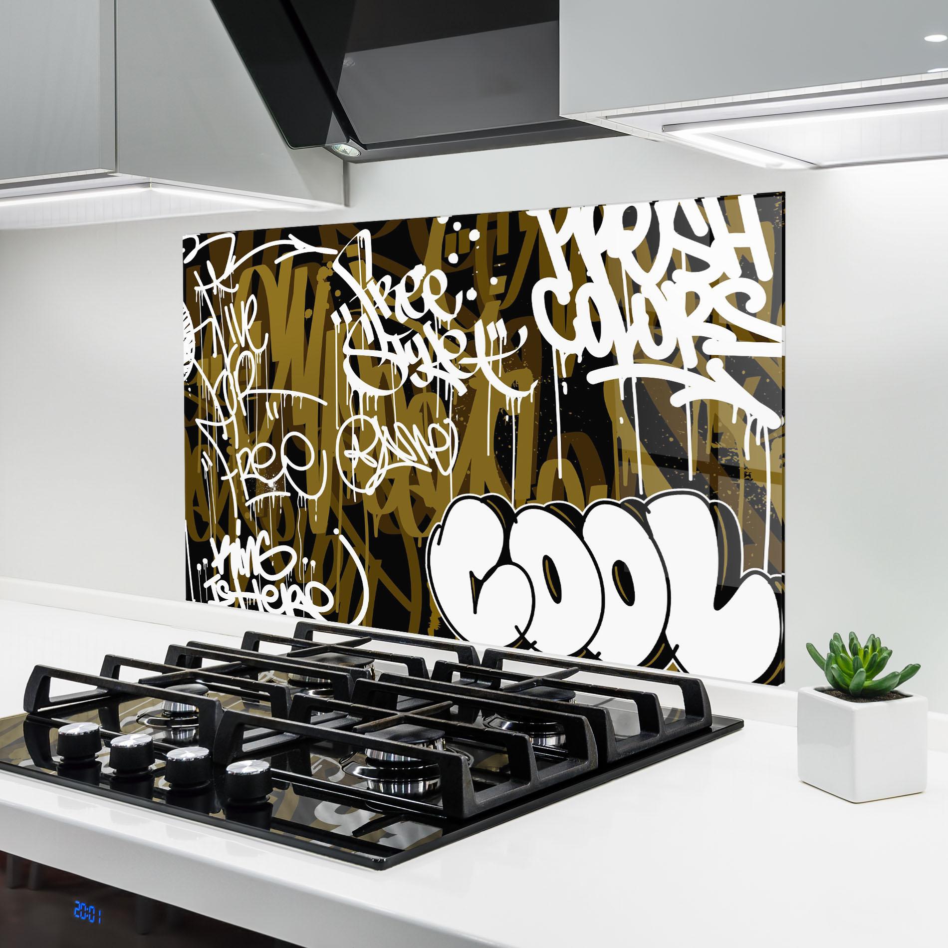 Стъклен панел за кухня Cool Graffiti mockup 6
