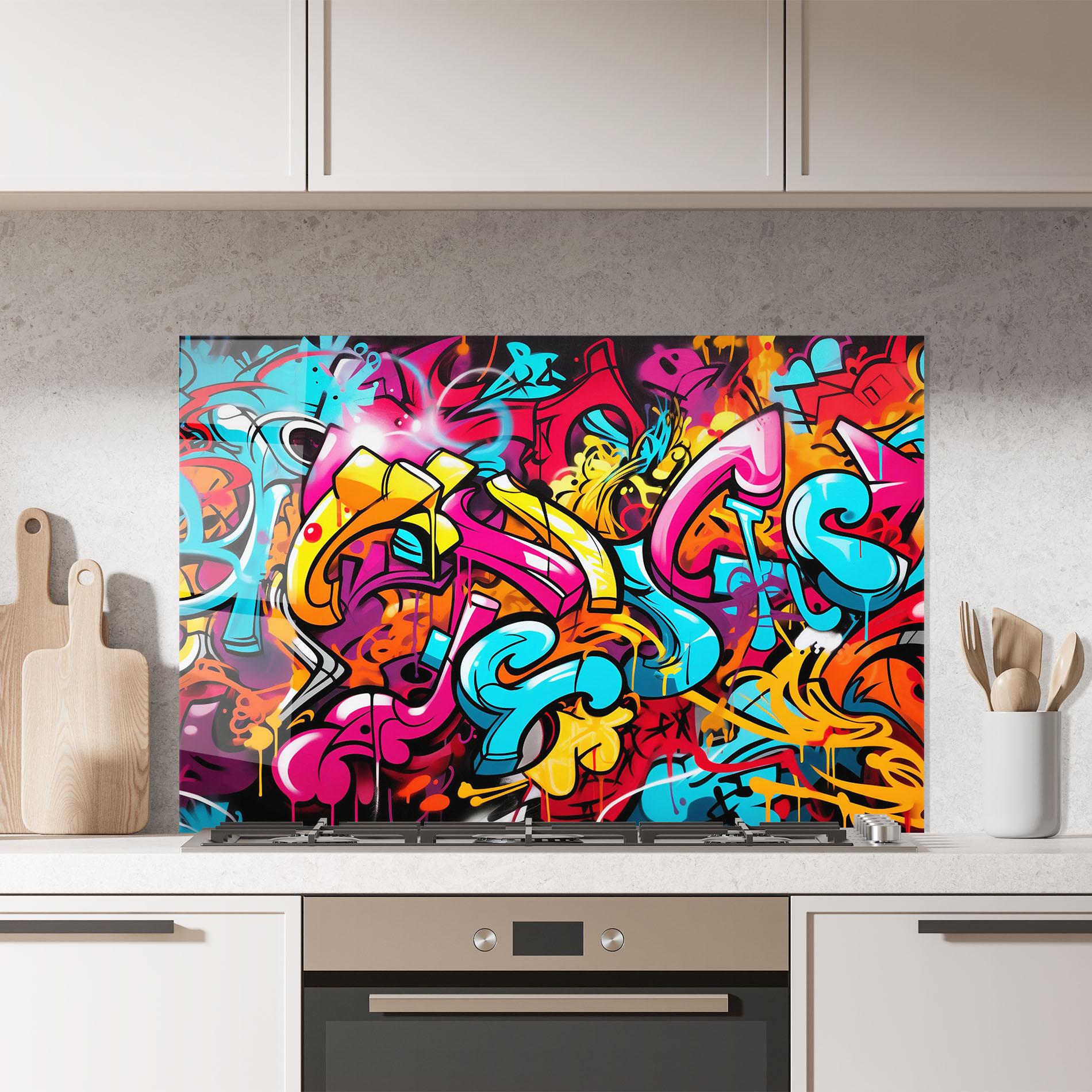 Стъклен панел за кухня Abstract Graffiti mockup 7
