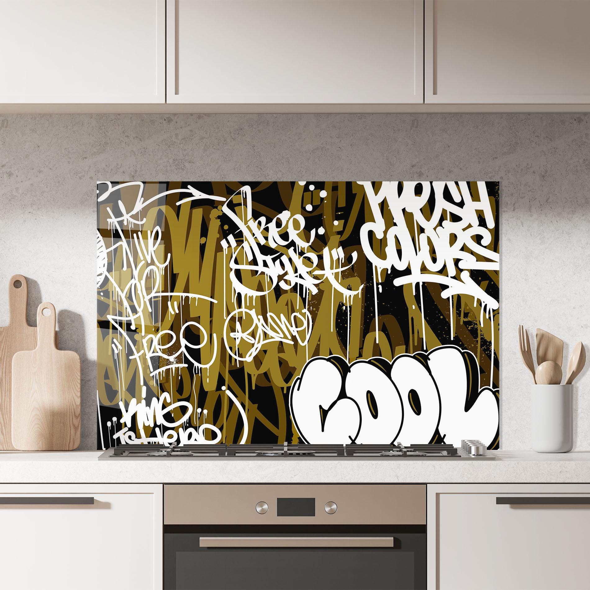 Стъклен панел за кухня Cool Graffiti mockup 7