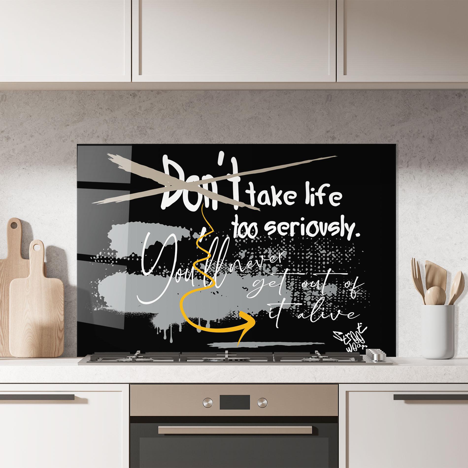 Стъклен панел за кухня Grey Orange Graffiti mockup 7