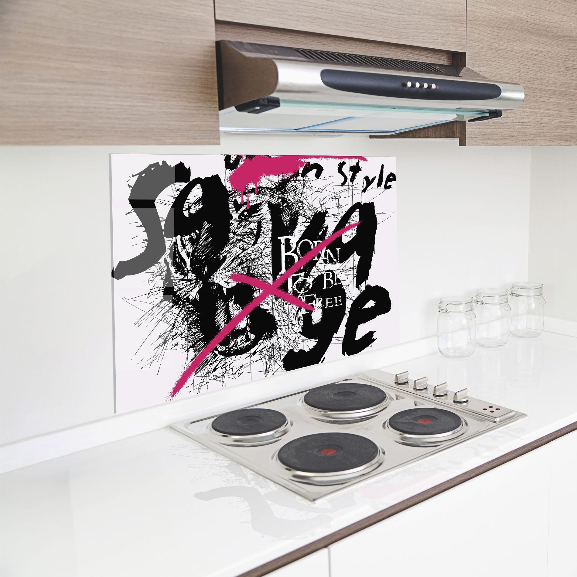 Стъклен панел за кухня Born Free Graffiti mockup 8