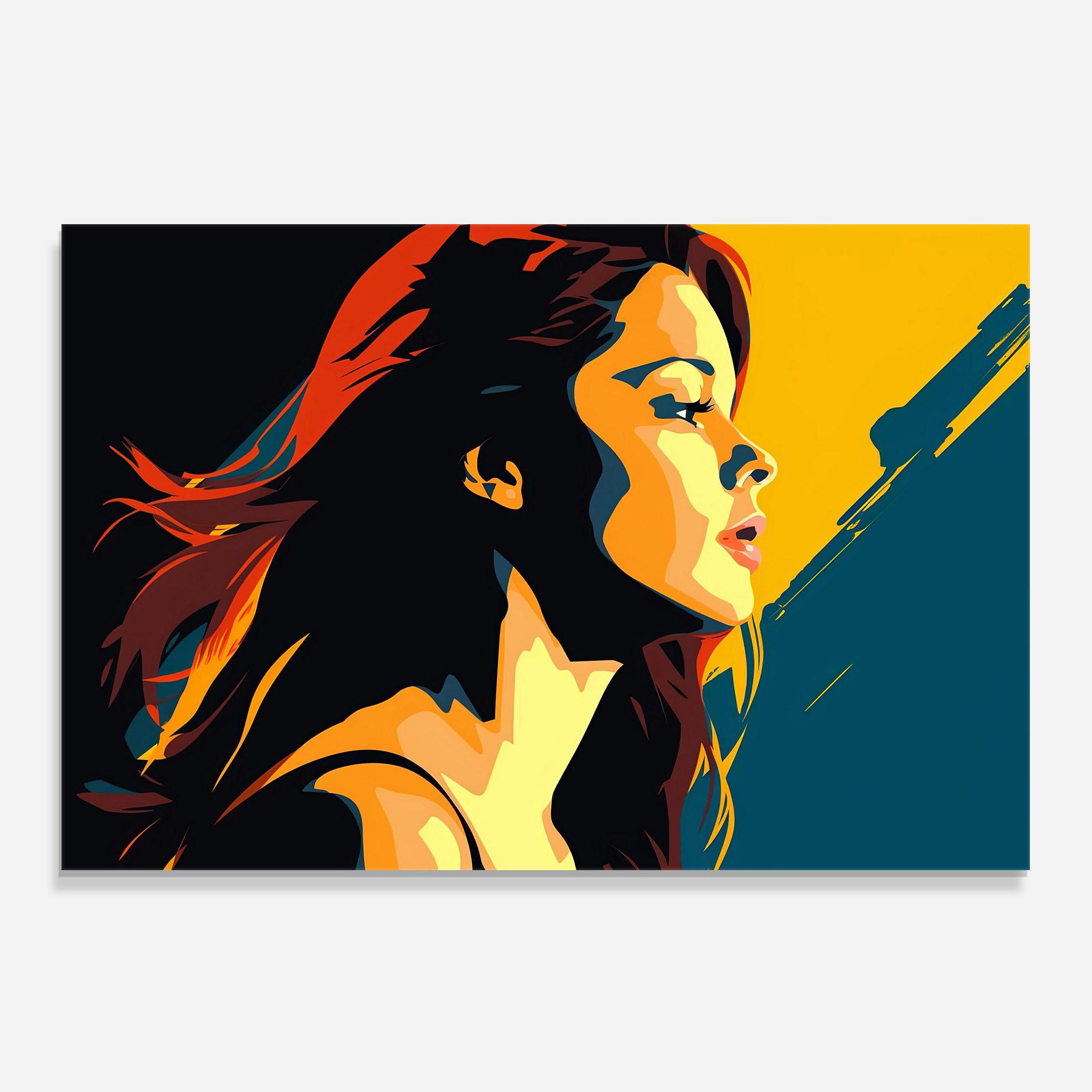 Стъклен панел за кухня Blue Yellow Pop Art mockup 0