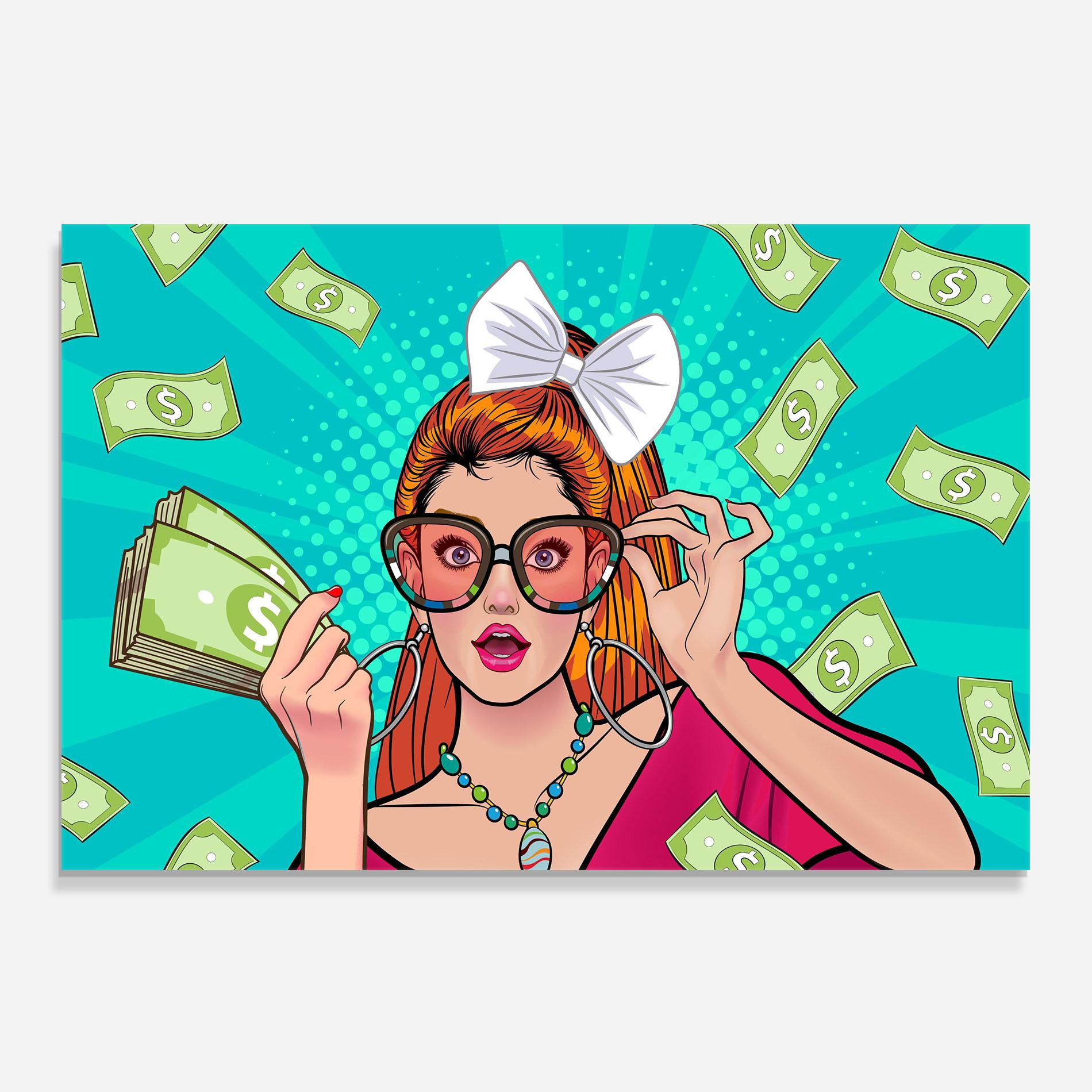 Стъклен панел за кухня Money Pop Art mockup 0