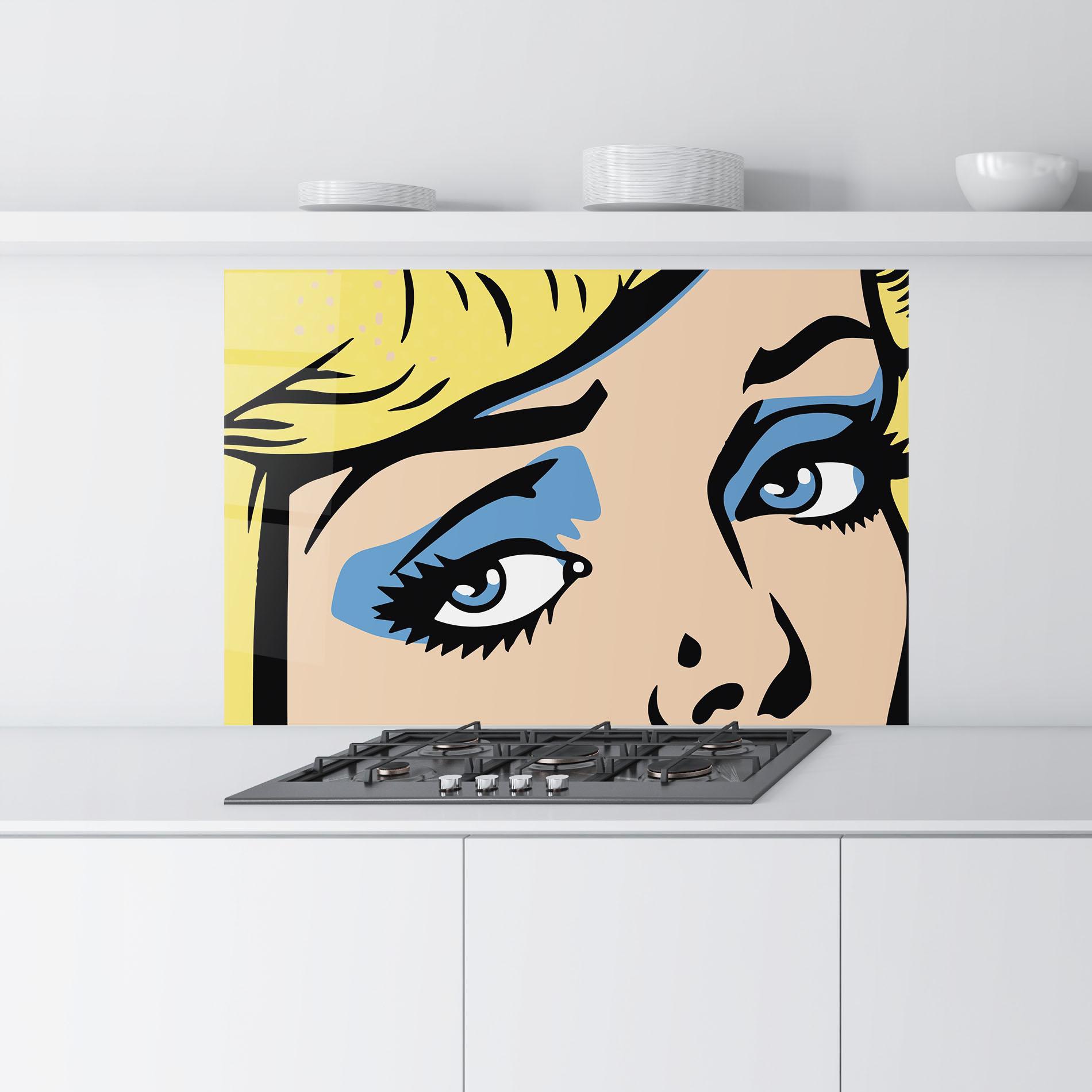 Стъклен панел за кухня Pop Blue Makeup mockup 9