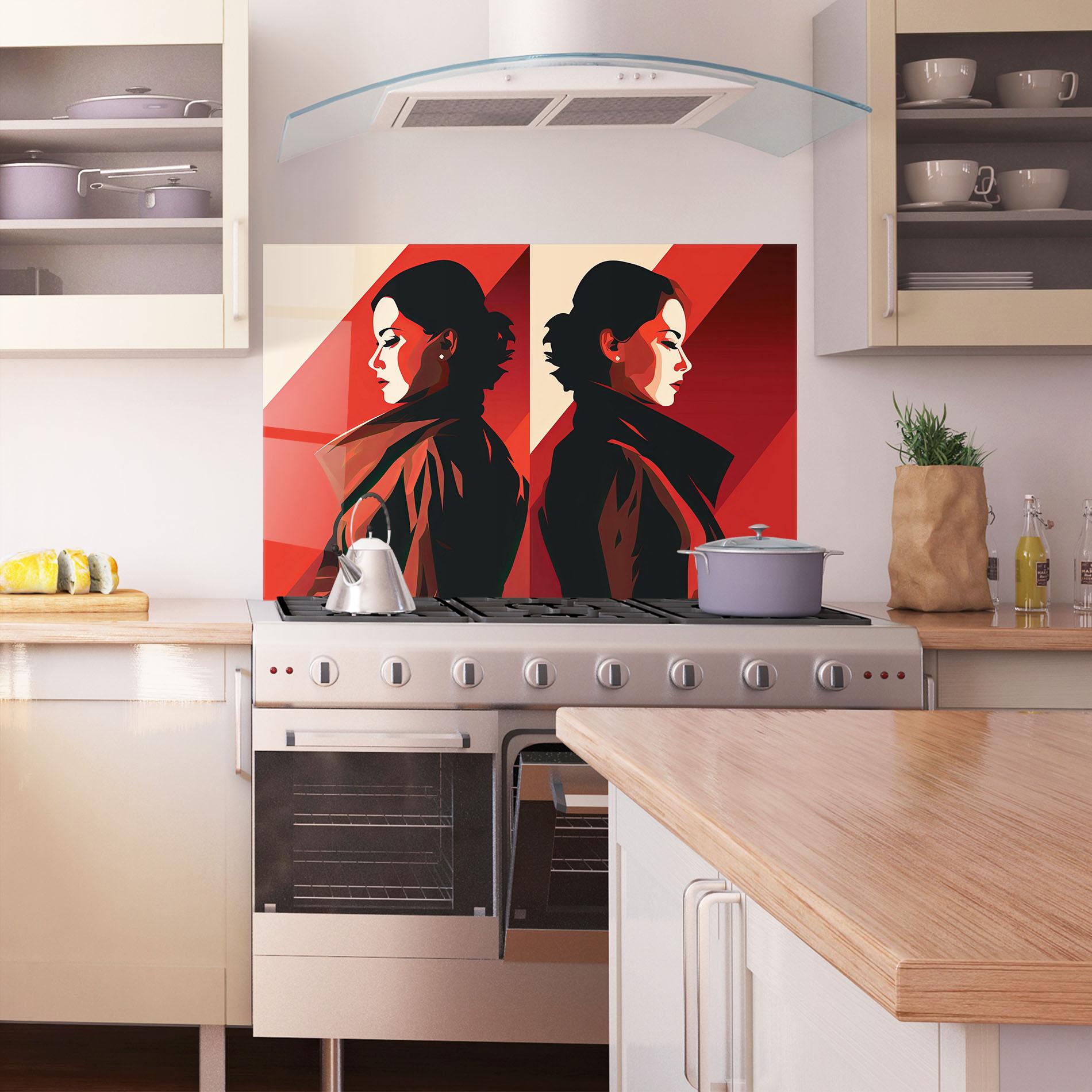 Стъклен панел за кухня Pop Outfit Lady mockup 1