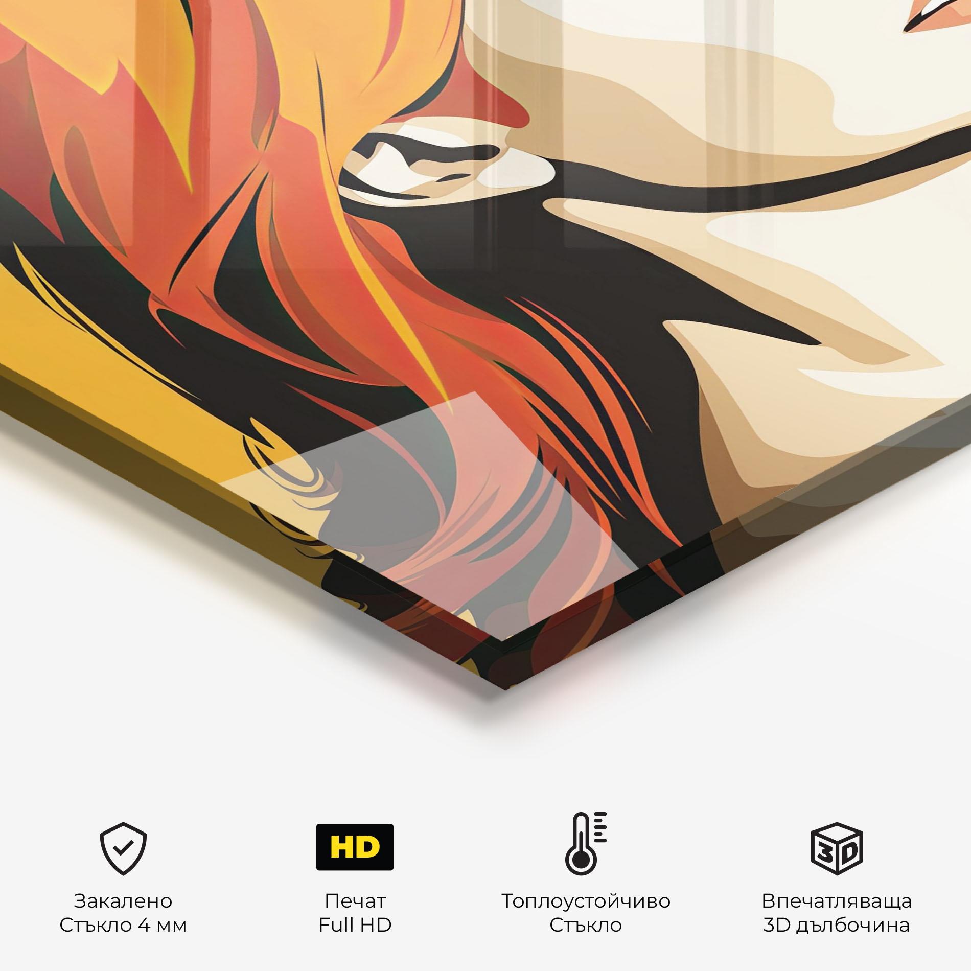 Стъклен панел за кухня Orange Pop Hair mockup 2