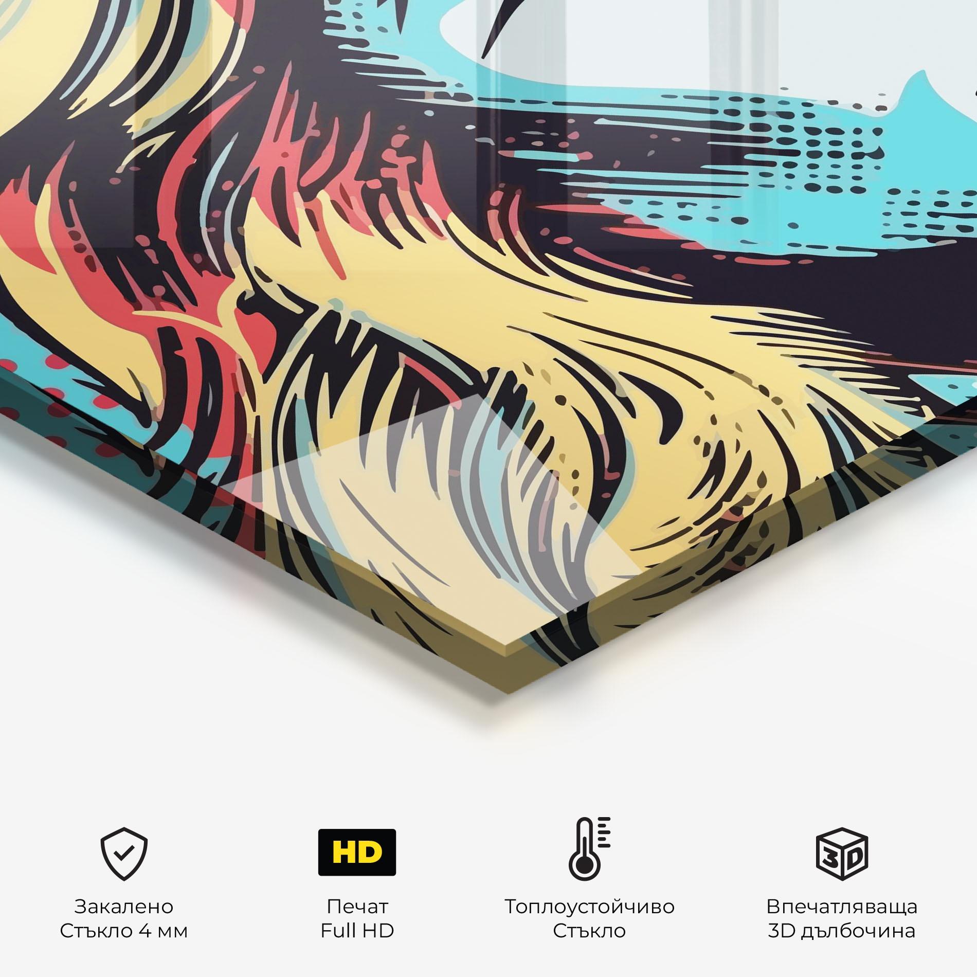 Стъклен панел за кухня Pop Art Lady mockup 2