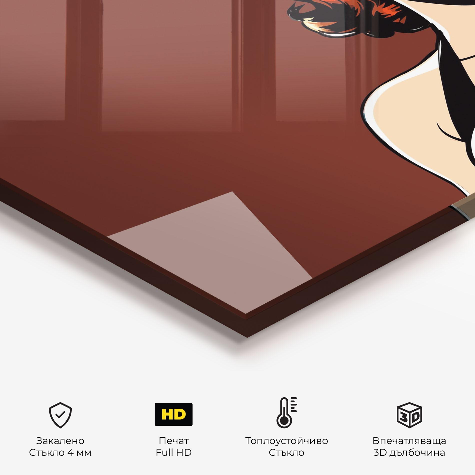 Стъклен панел за кухня Pop Beautiful Woman mockup 2