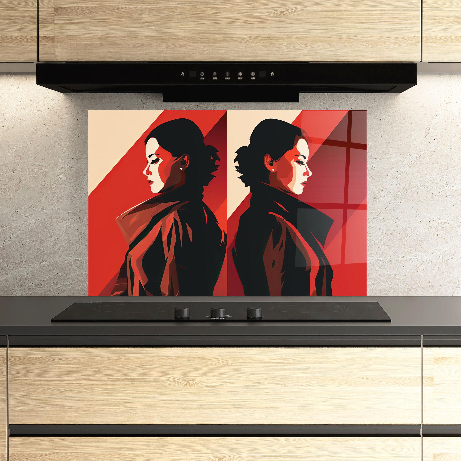 Стъклен панел за кухня Pop Outfit Lady mockup 3