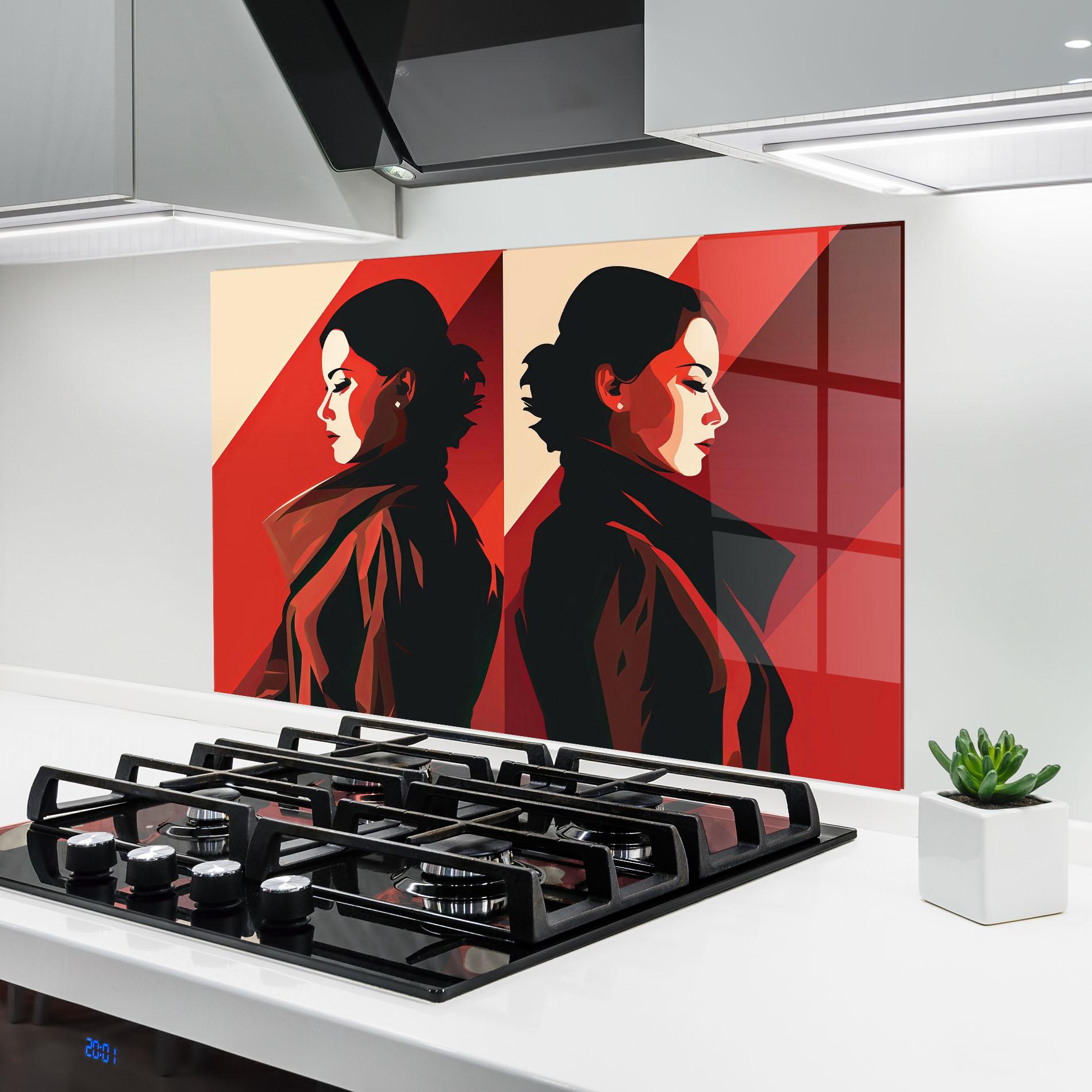 Стъклен панел за кухня Pop Outfit Lady mockup 6