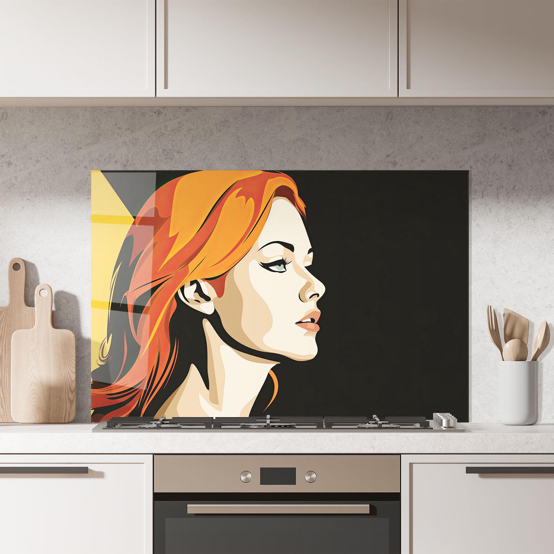 Стъклен панел за кухня Orange Pop Hair mockup 7