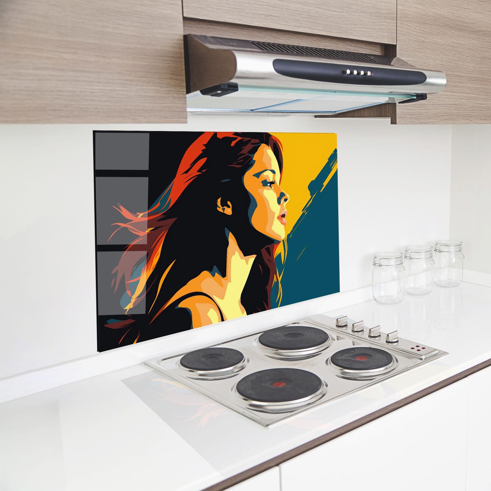 Стъклен панел за кухня Blue Yellow Pop Art mockup 8